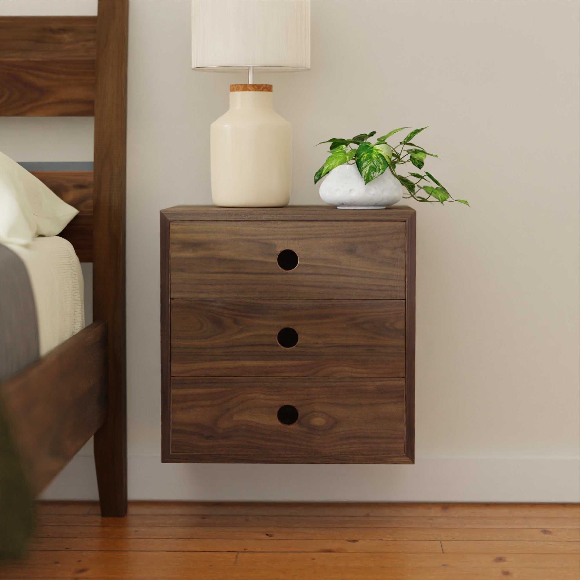 Floating Nightstands - Handmade in the USA with Real Hardwood