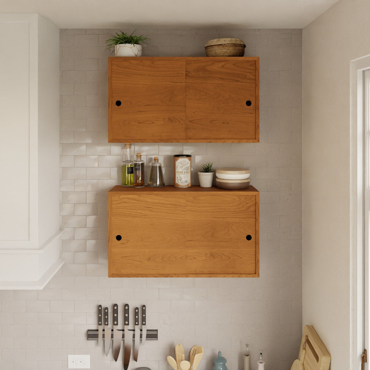 White Oak Cupboard with Shelf and Sliding Doors – Krovel Furniture Co.