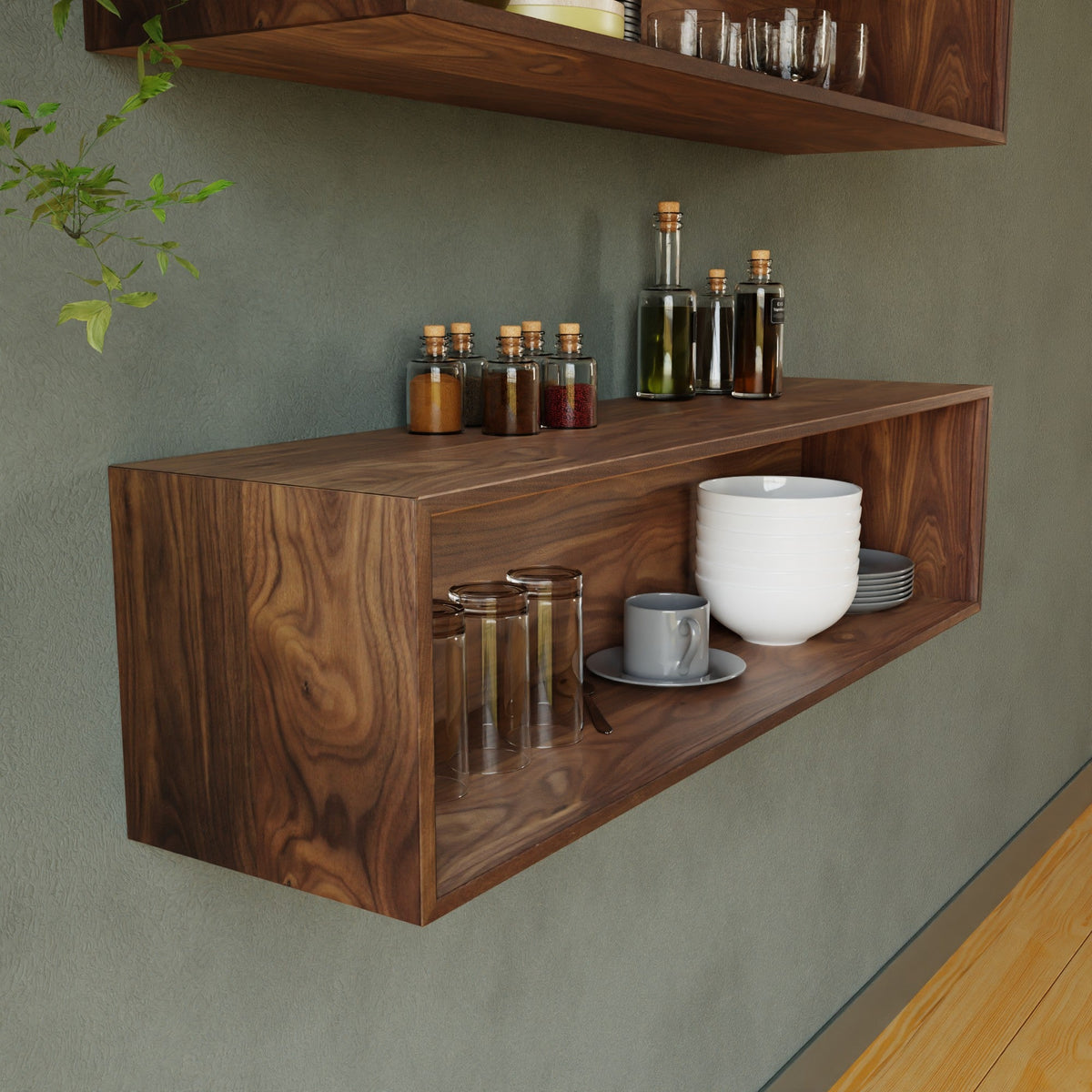 Solid Walnut Floating Cookbook Shelf – Krovel Furniture Co.