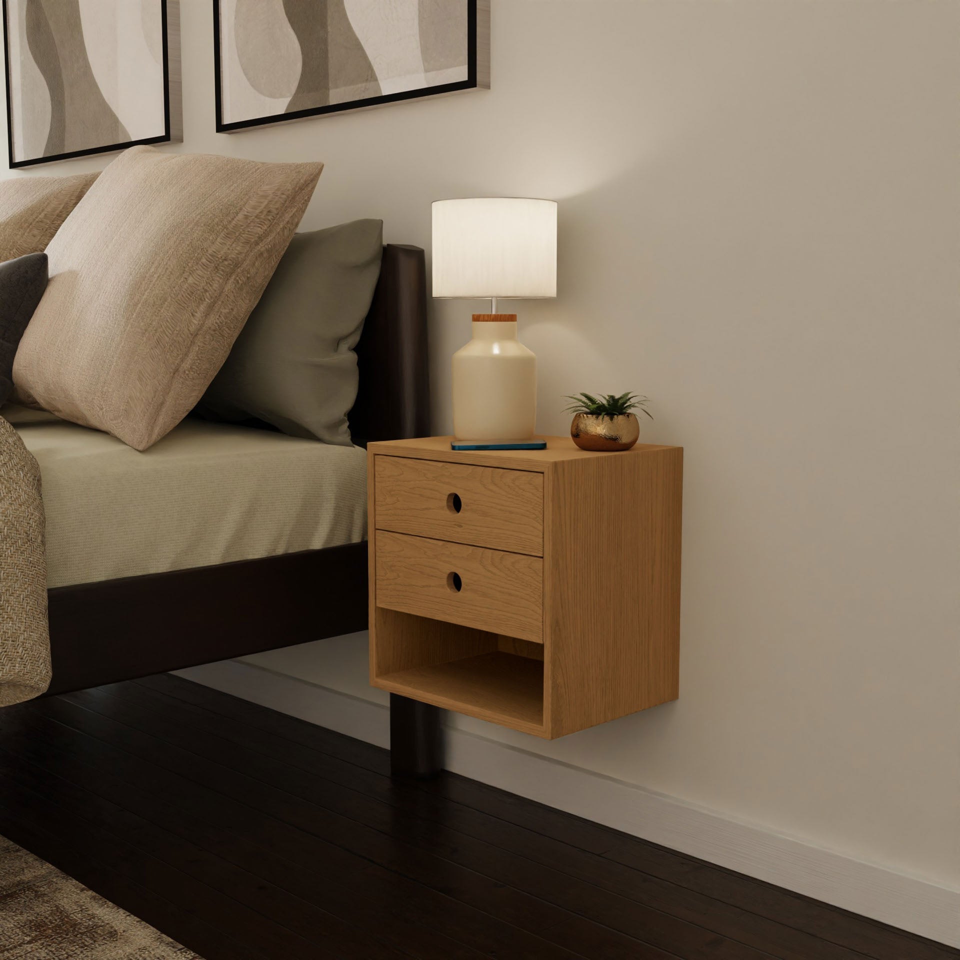 Floating Nightstand Side good Table | Wall Mounted Shelf | Drawer Storage for Living Room, Bedroom | Engineered Wood Nightstand