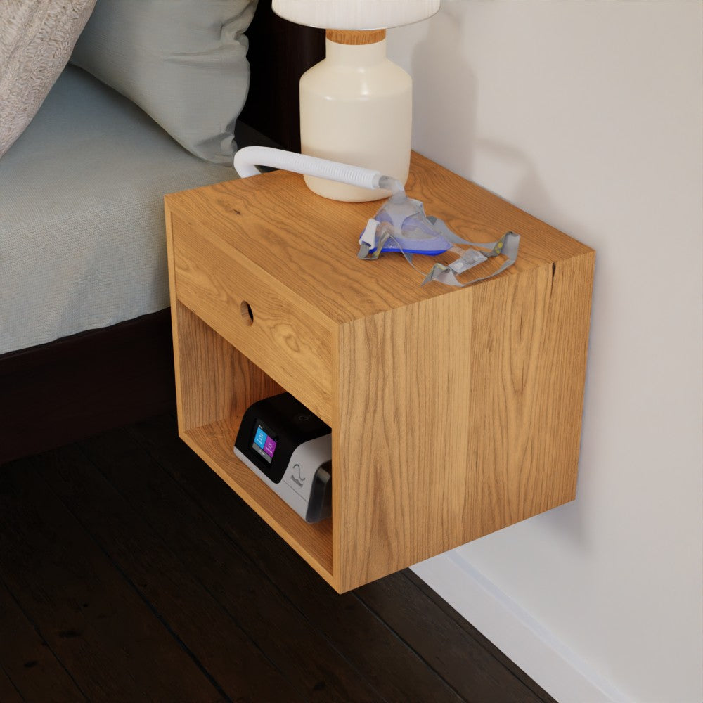 CPAP Floating Nightstand in Solid Cherry - Krøvel Furniture Co. Handmade in Maine