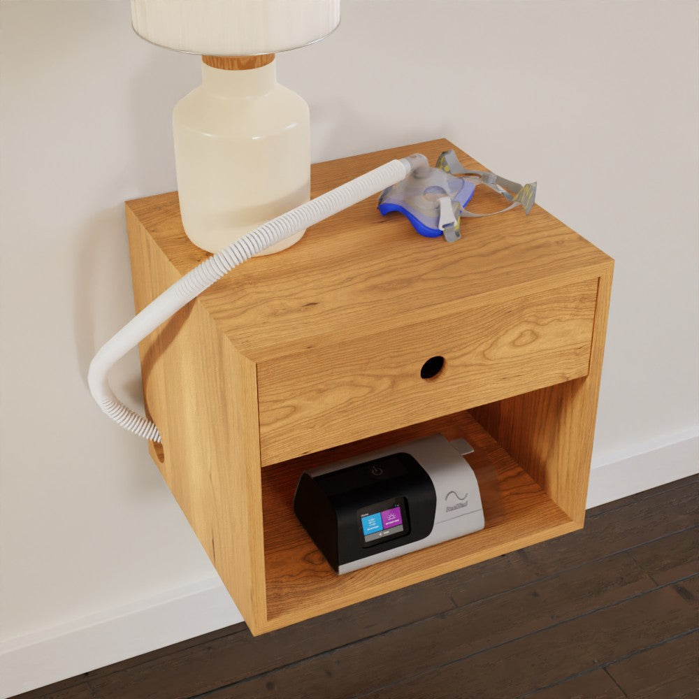 CPAP Floating Nightstand in Solid Cherry - Krøvel Furniture Co. Handmade in Maine