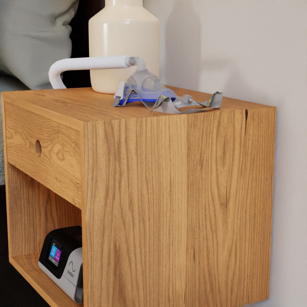 CPAP Floating Nightstand in Solid Cherry - Krøvel Furniture Co. Handmade in Maine