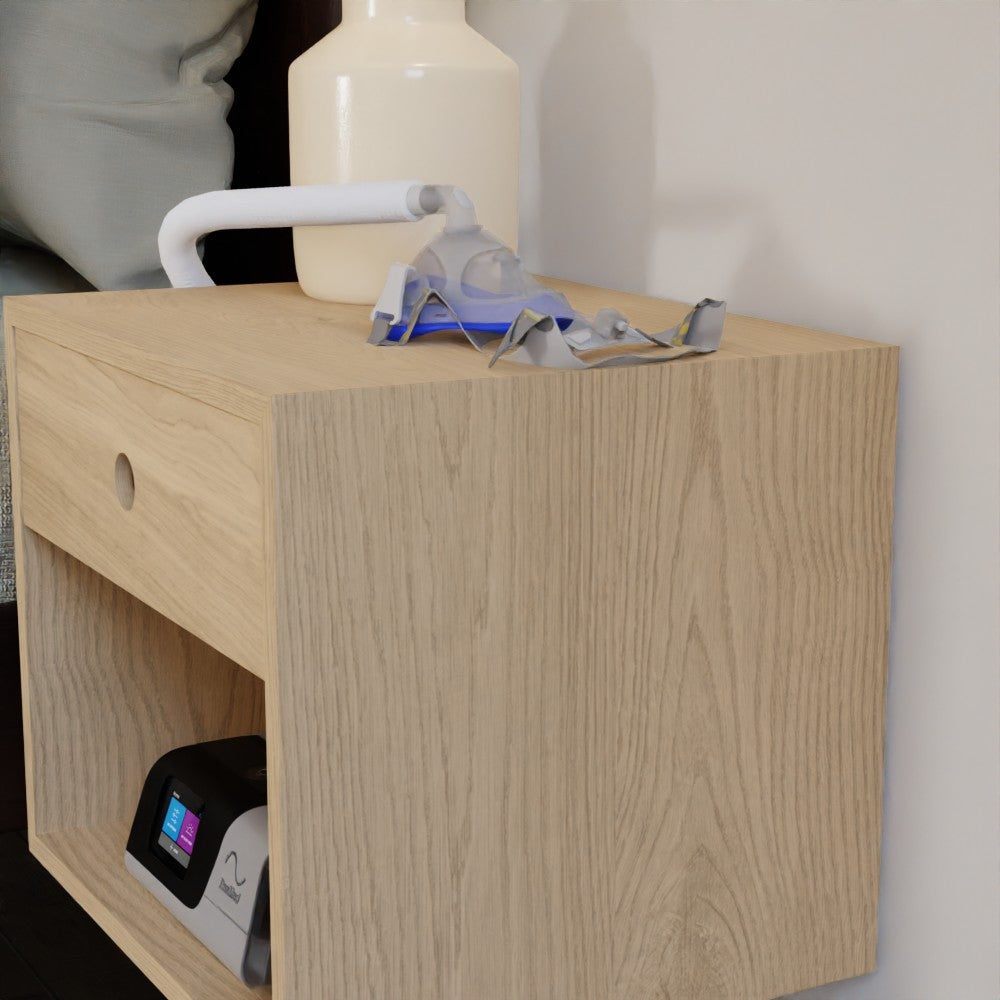 CPAP Floating Nightstand in Solid Maple - Krøvel Furniture Co. Handmade in Maine