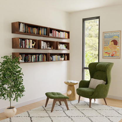 Floating Bookshelf in Walnut - Krovel Handmade in Maine