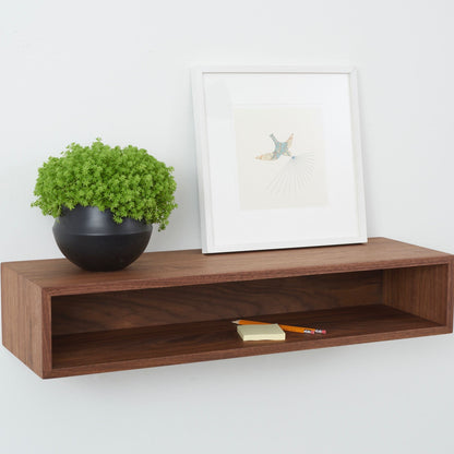 Floating Console Table in Walnut - Krovel Handmade in Maine