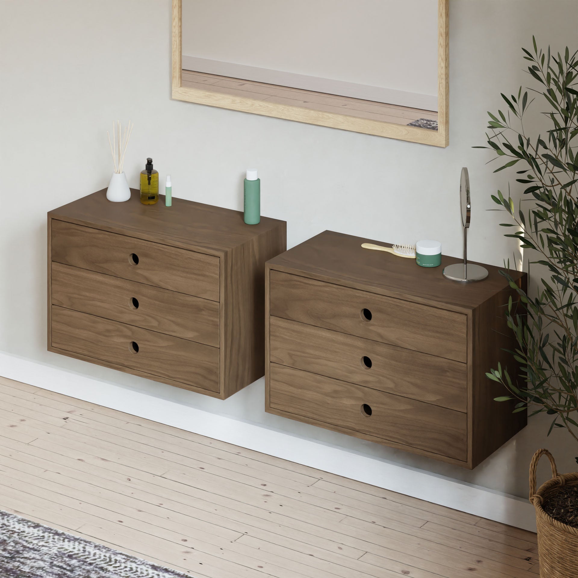 Floating Dresser in Walnut - Krovel Handmade in Maine