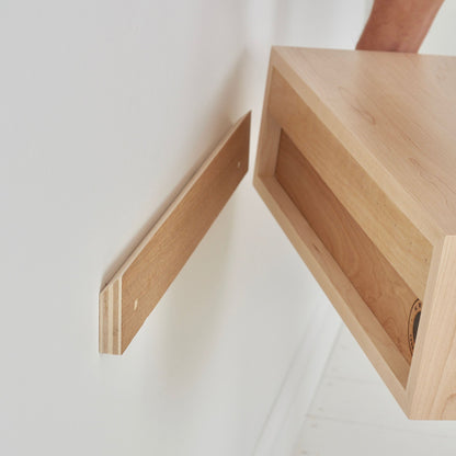 Floating Nightstand in Maple - Krovel Handmade in Maine