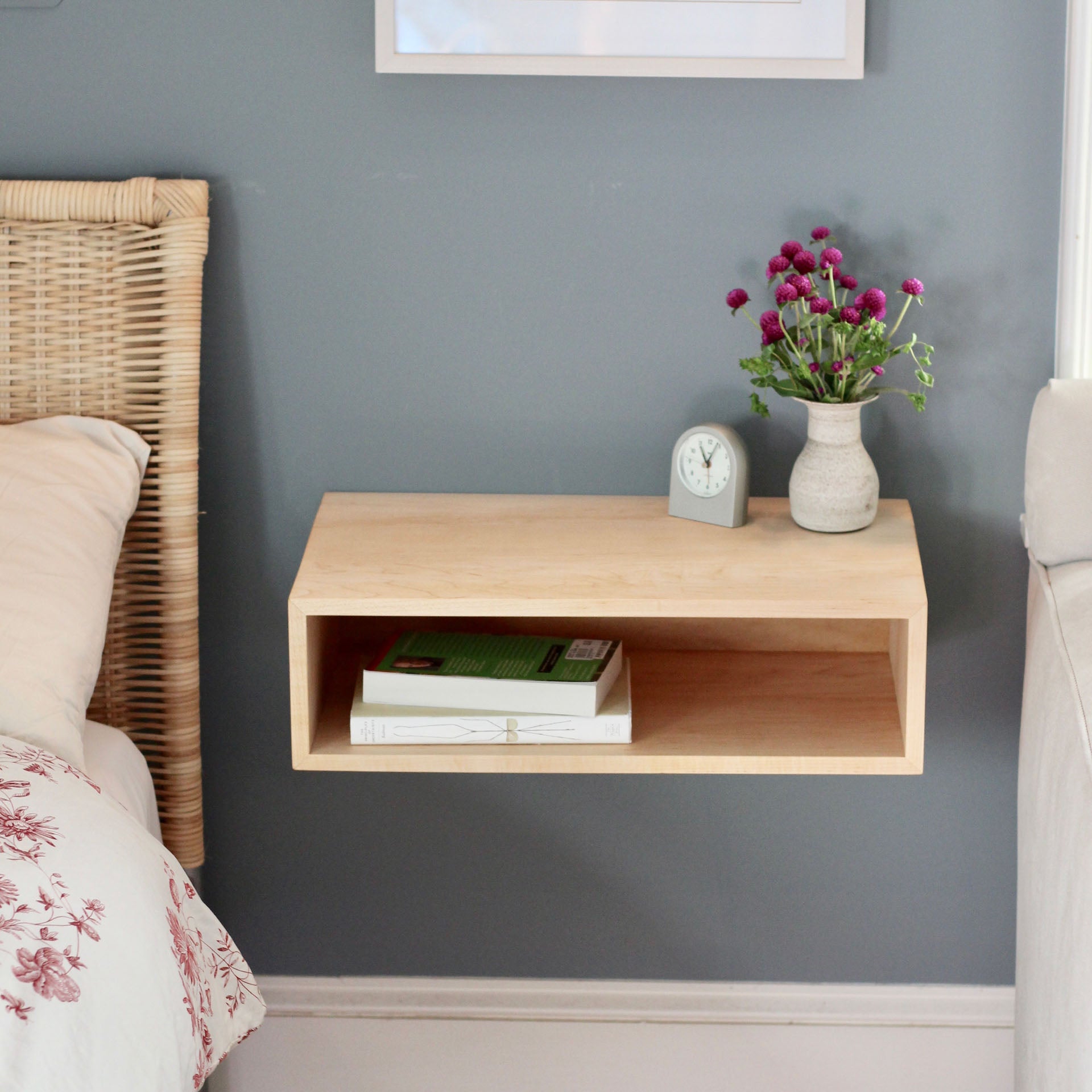 Floating Nightstand in Maple - Krovel Handmade in Maine