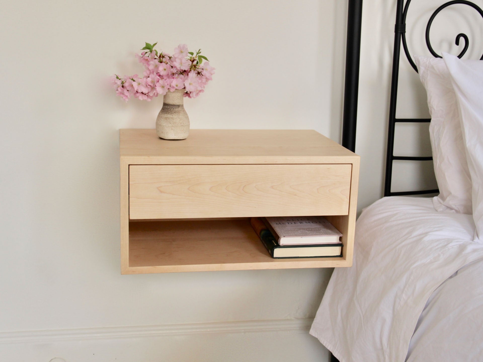 Floating Nightstand in Maple - Krovel Handmade in Maine