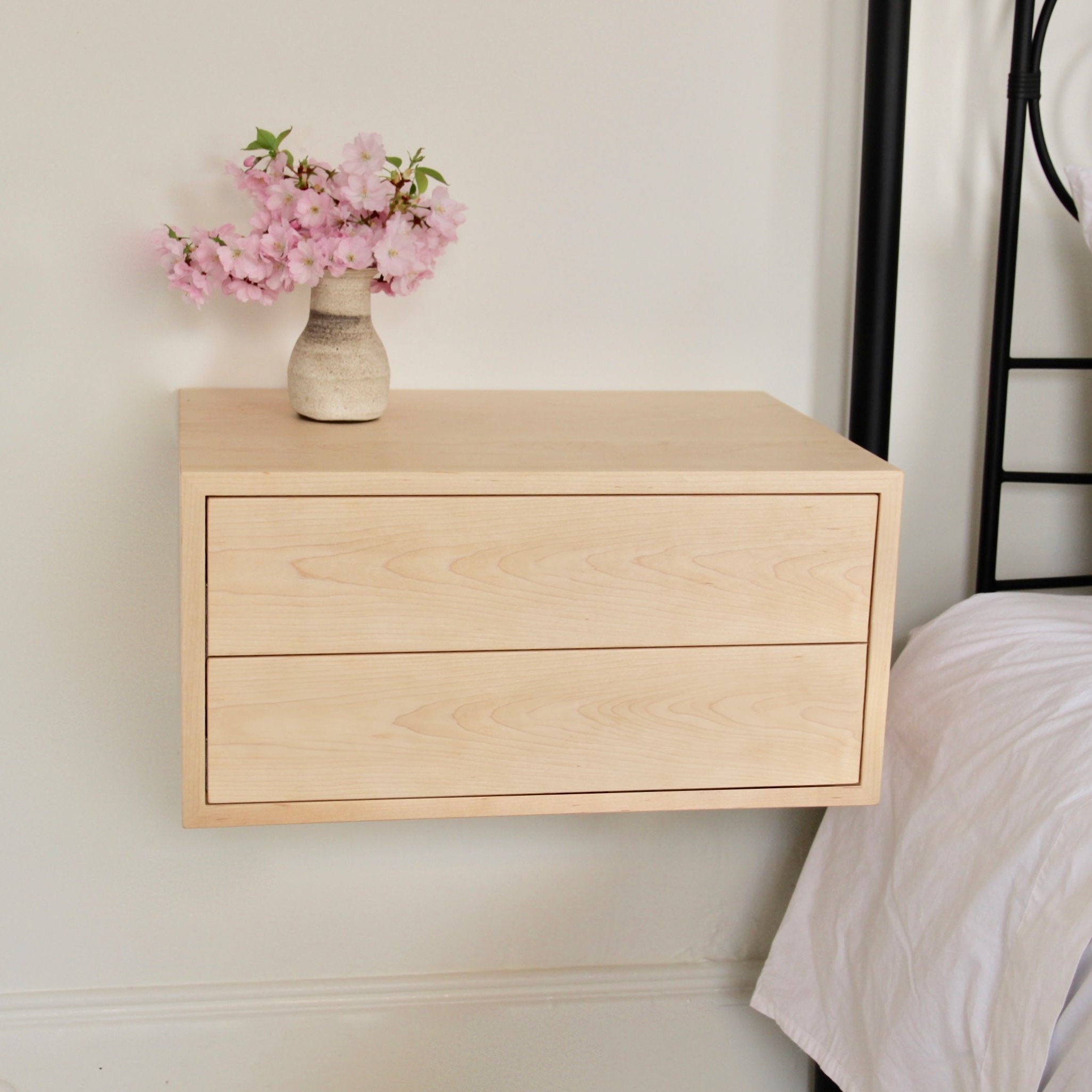 Floating Nightstand in Maple - Krovel Handmade in Maine