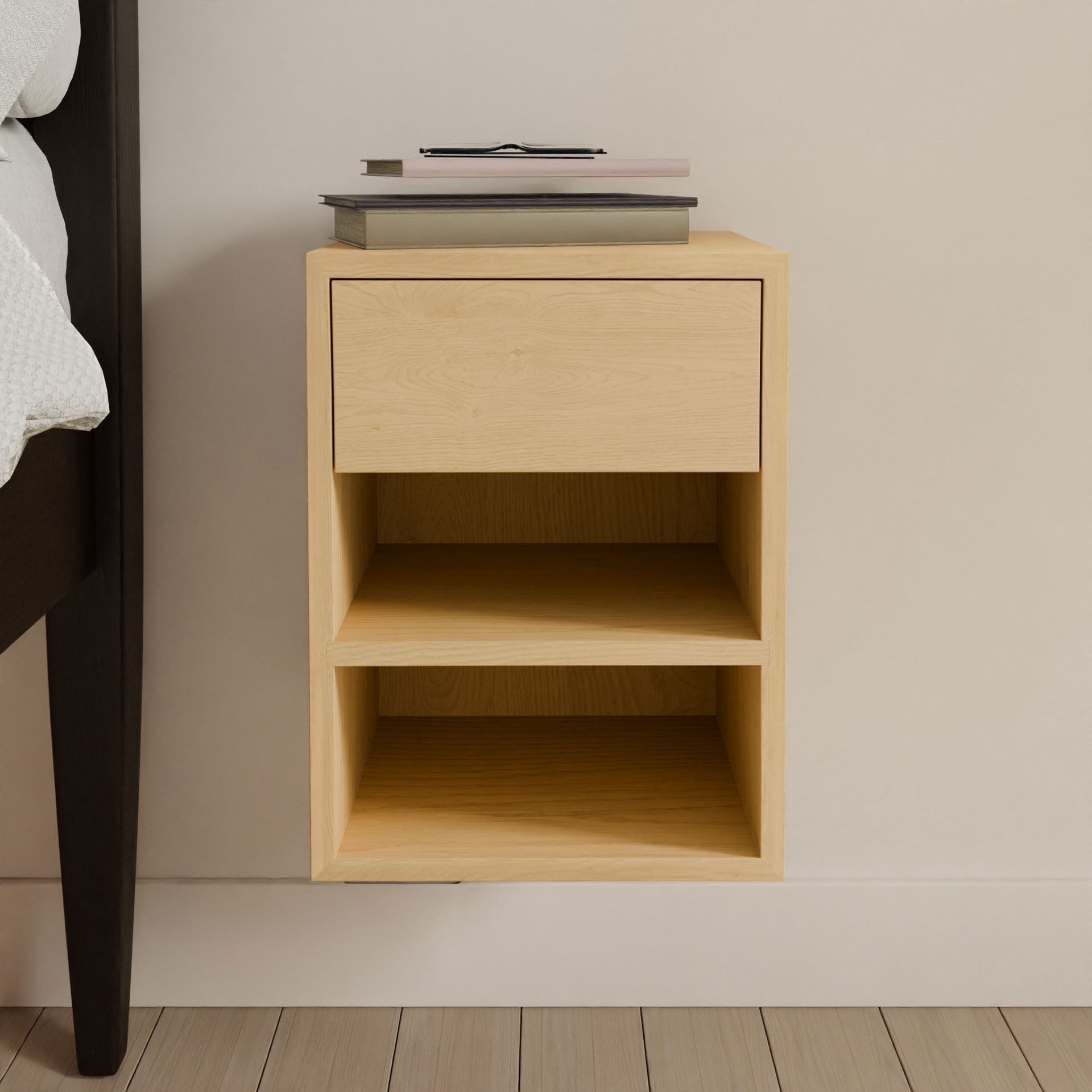 Floating Nightstand in Maple - Krovel Handmade in Maine