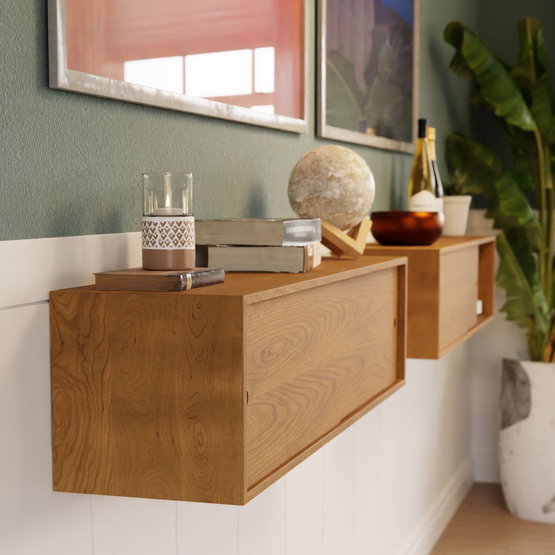 Floating Storage Cabinet in Cherry - Krovel Handmade in Maine