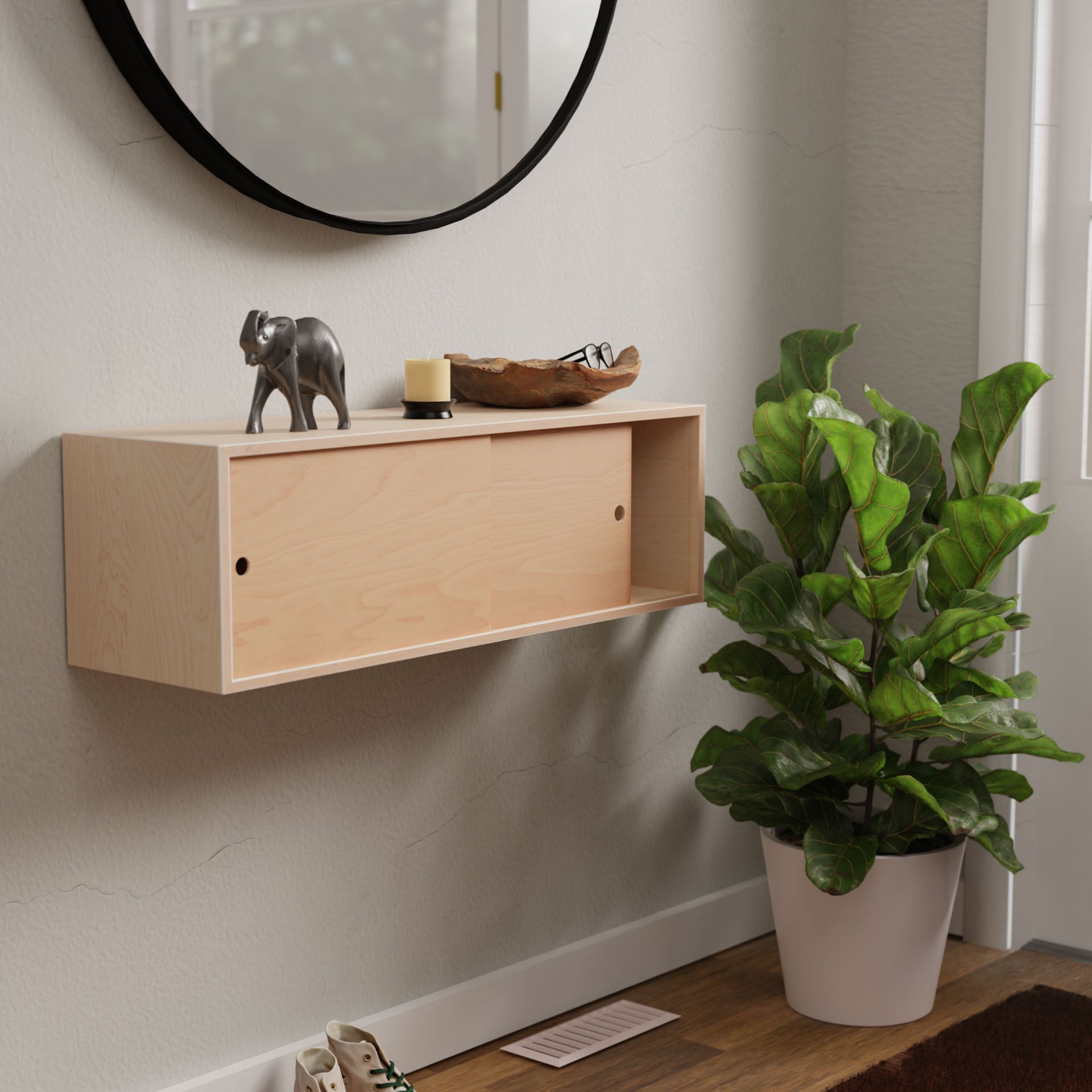 Floating Storage Cabinet in Maple - Krovel Handmade in Maine