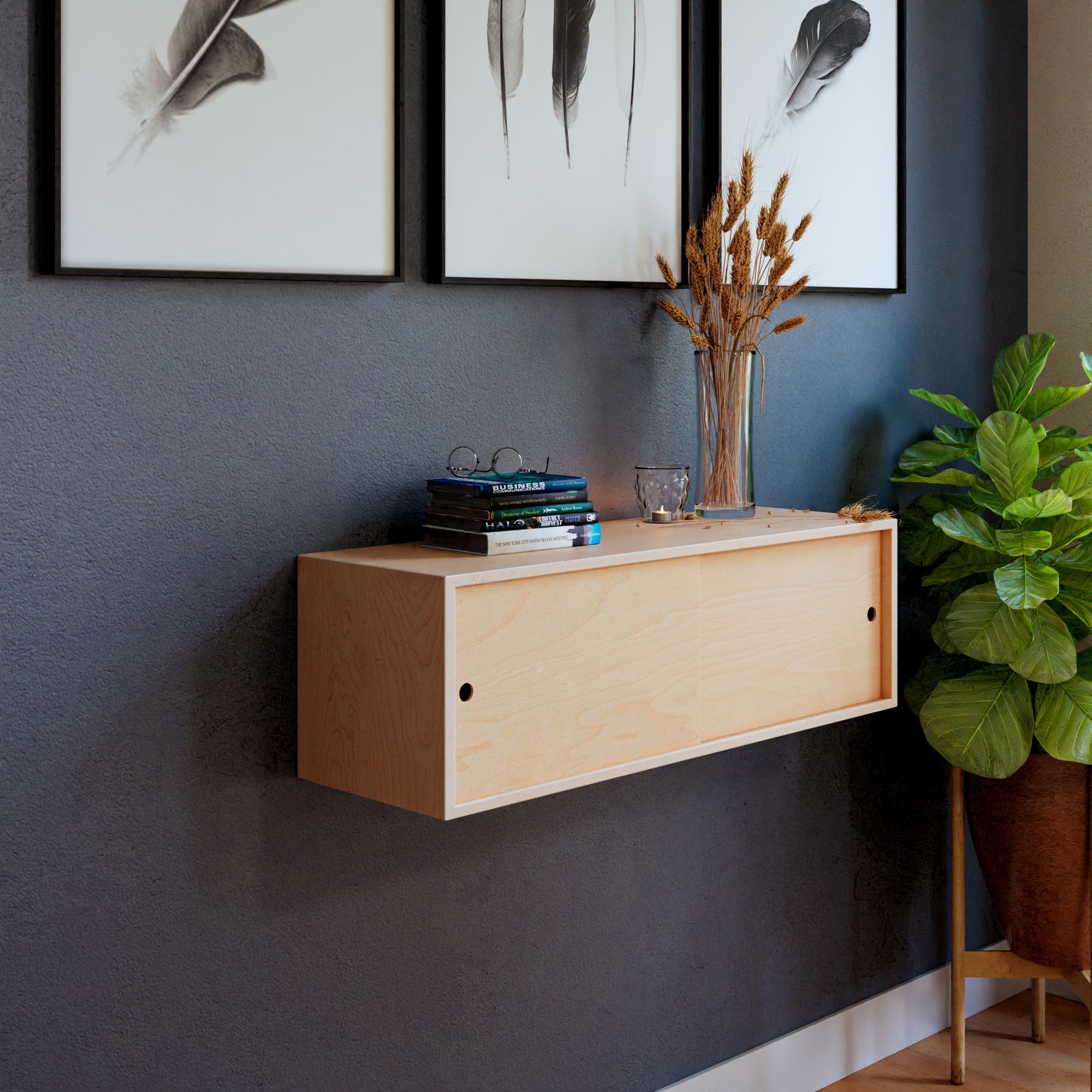 Floating Storage Cabinet in Maple - Krovel Handmade in Maine