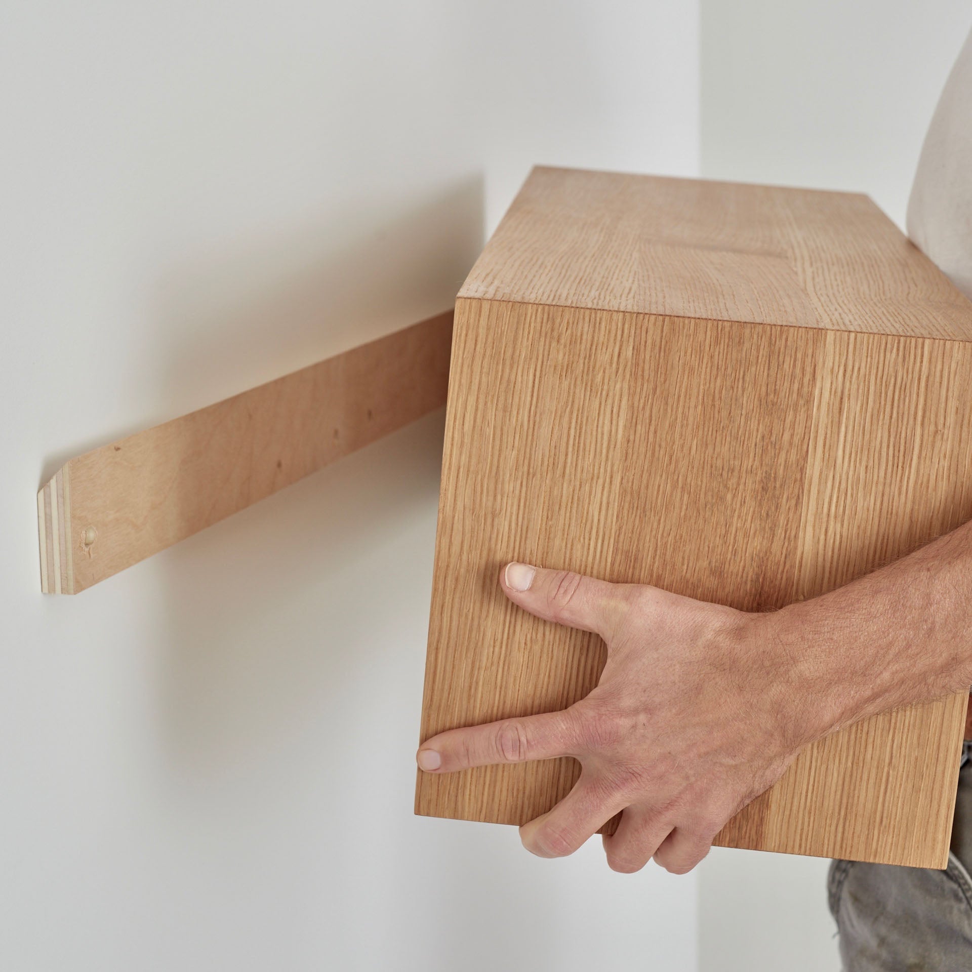 Floating Storage Cabinet in White Oak - Krovel Handmade in Maine