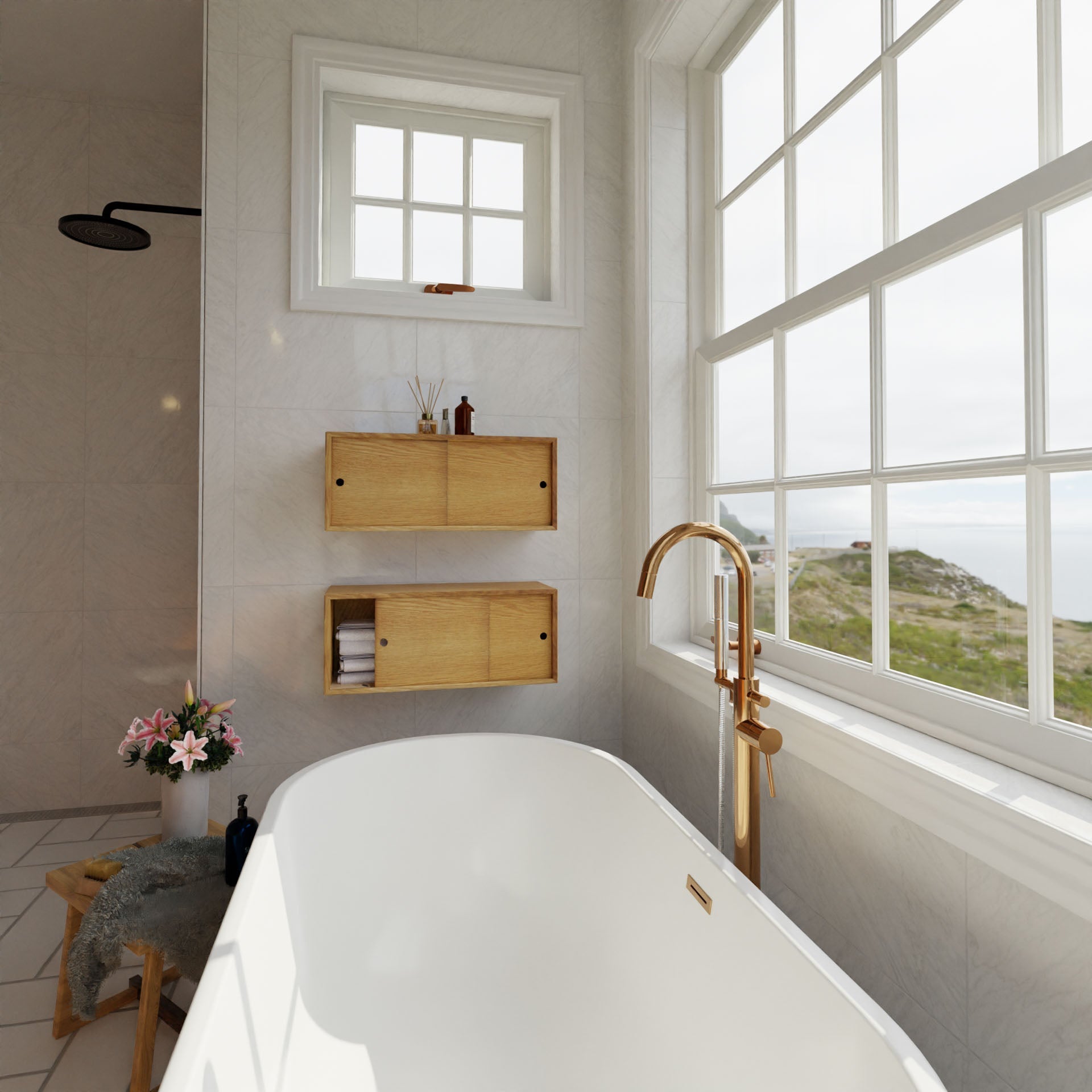 Floating Storage Cabinet in White Oak - Krovel Handmade in Maine