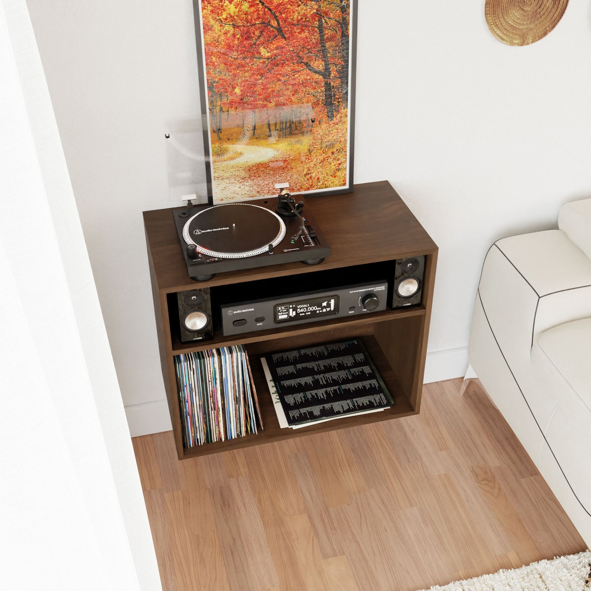 Record and Stereo Storage Cabinet in Walnut - Krovel Handmade in Maine