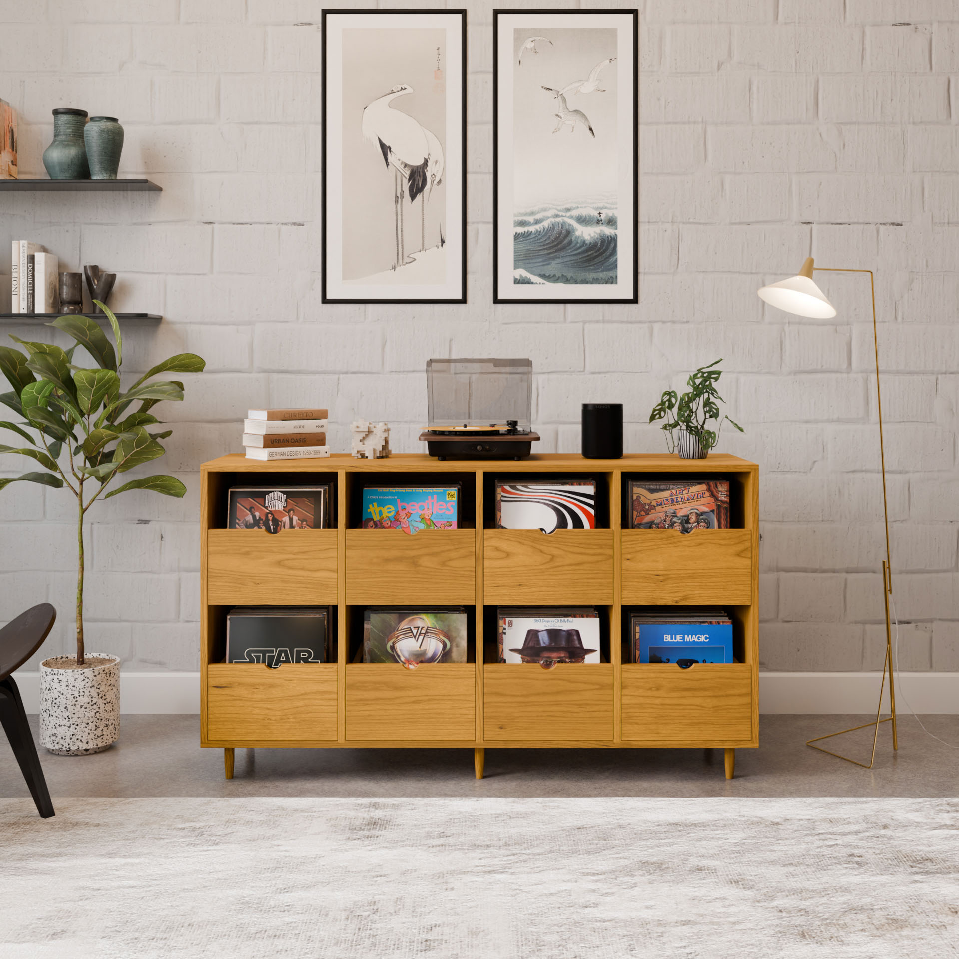 Record Credenza in Cherry - Krovel Eight Drawer / 4" Handmade in Maine#configuration_eight-drawer