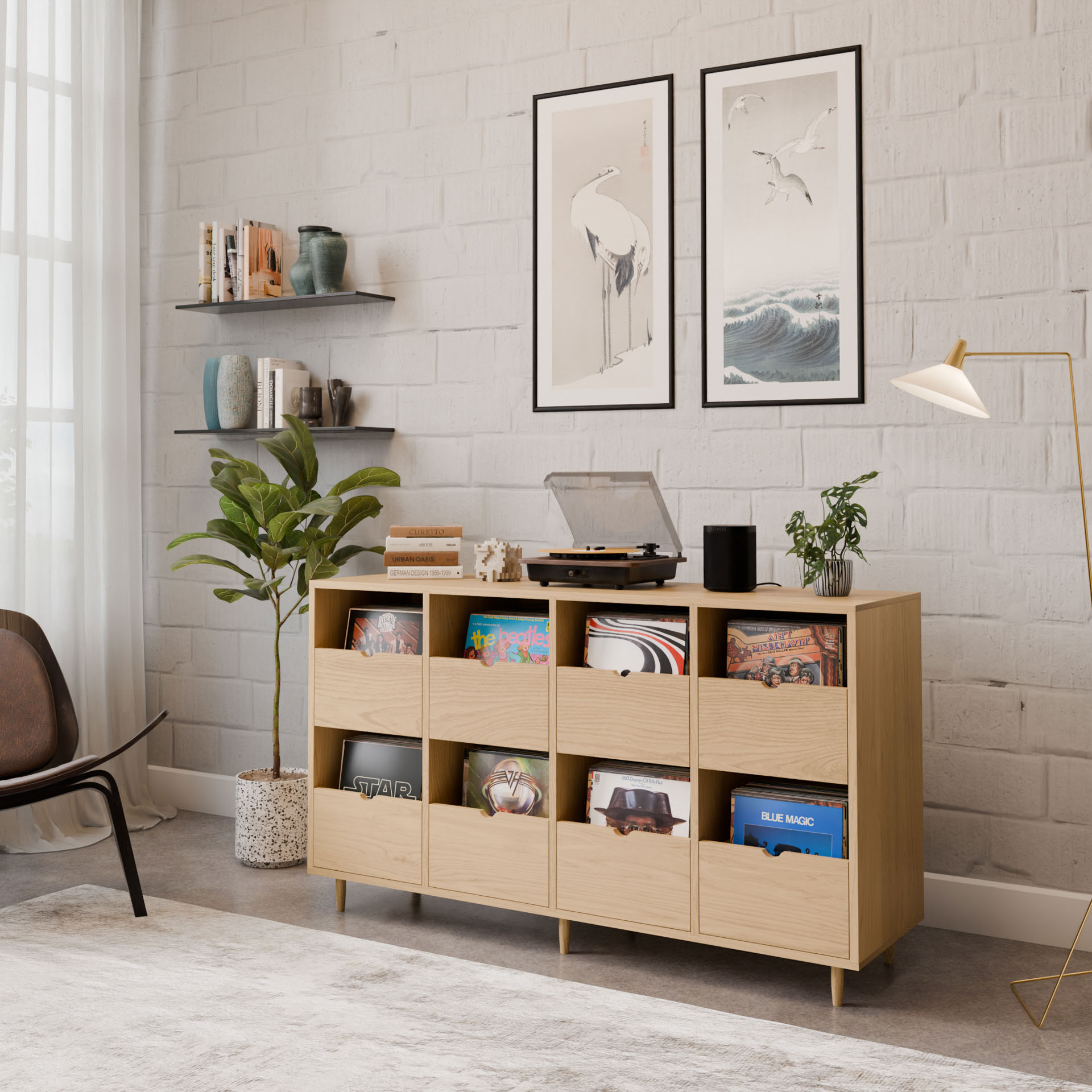 Record Credenza in Maple - Krovel Handmade in Maine#configuration_eight-drawer