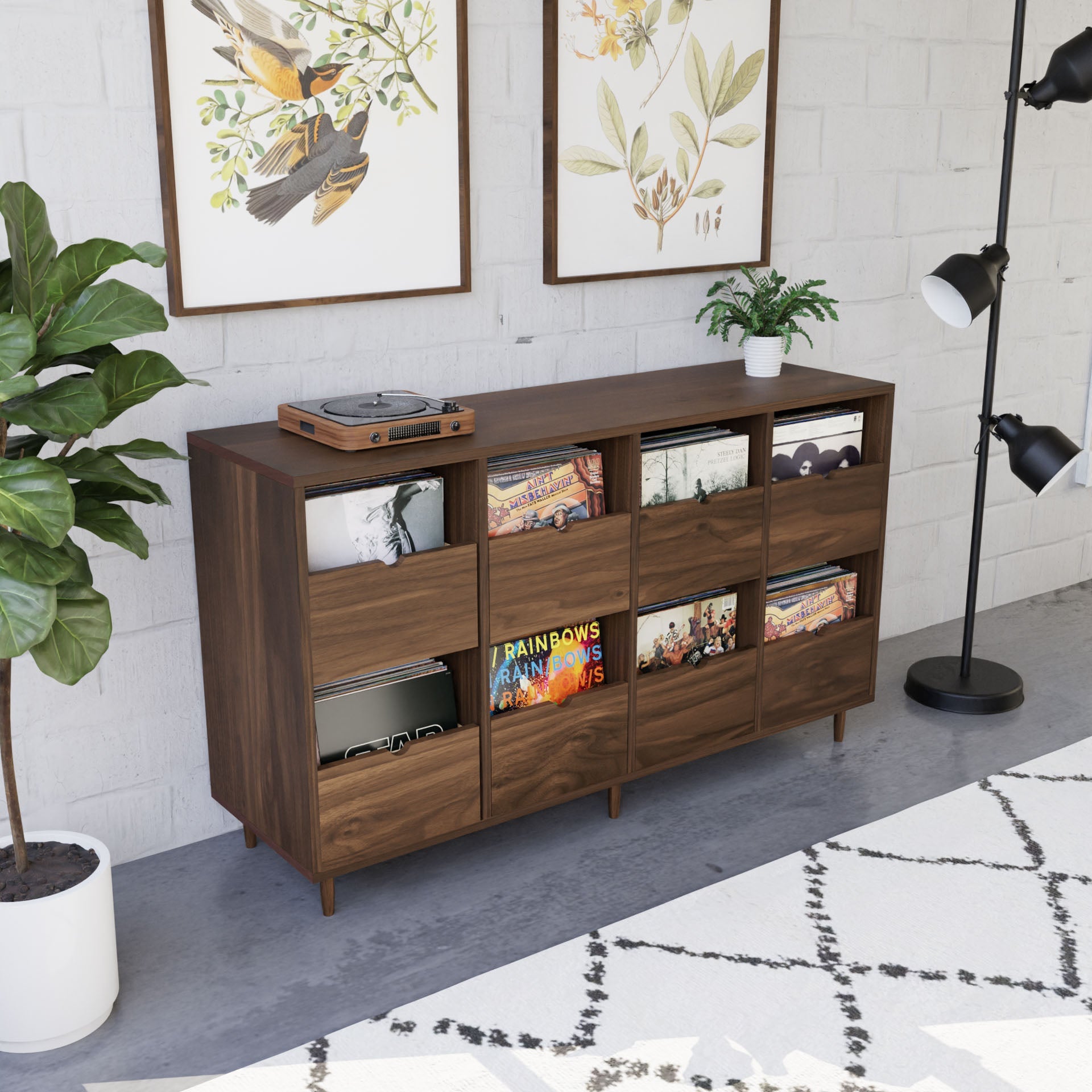 Record Credenza in Walnut - Krovel Handmade in Maine#configuration_eight-drawer