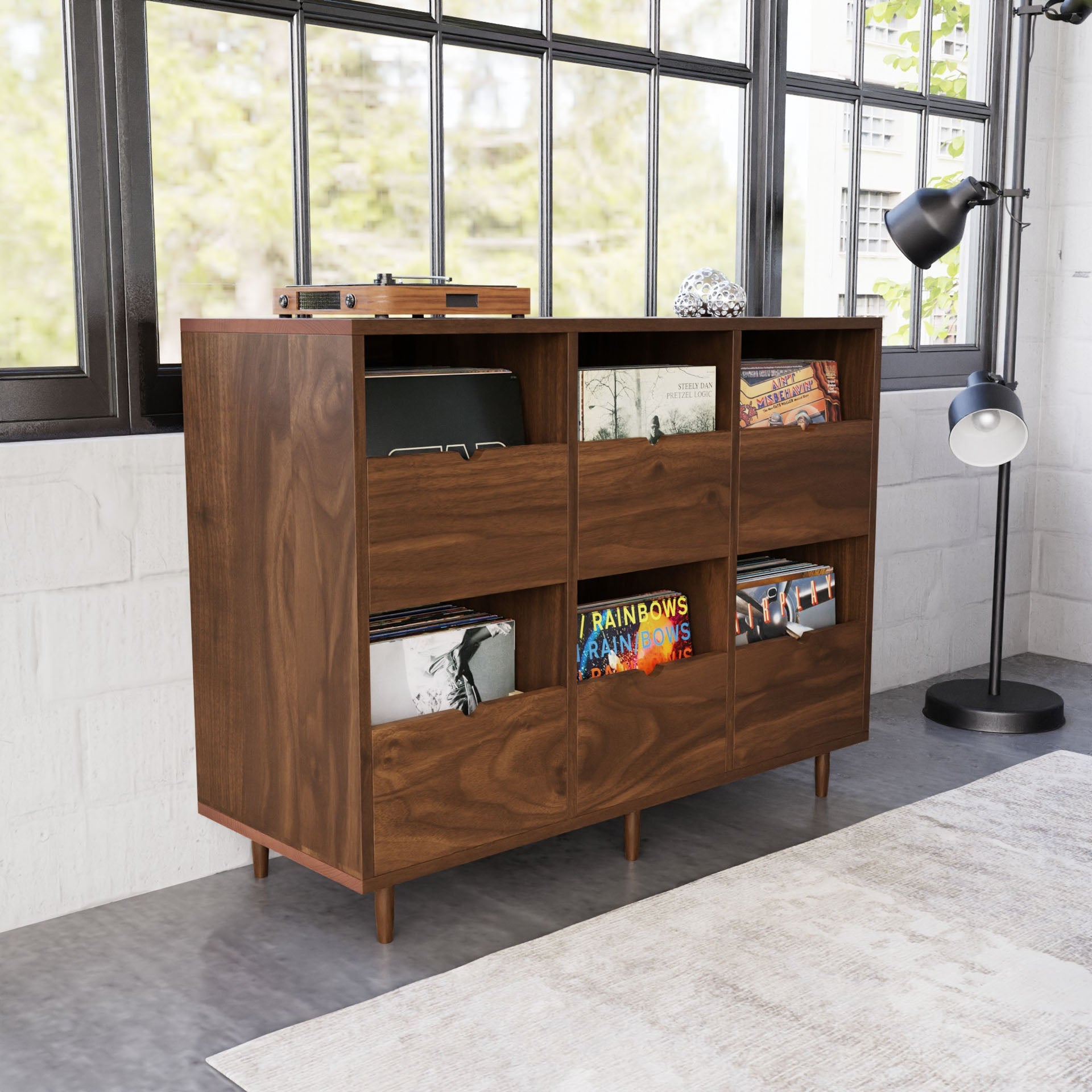 Record Credenza in Walnut - Krovel Handmade in Maine#configuration_six-drawer