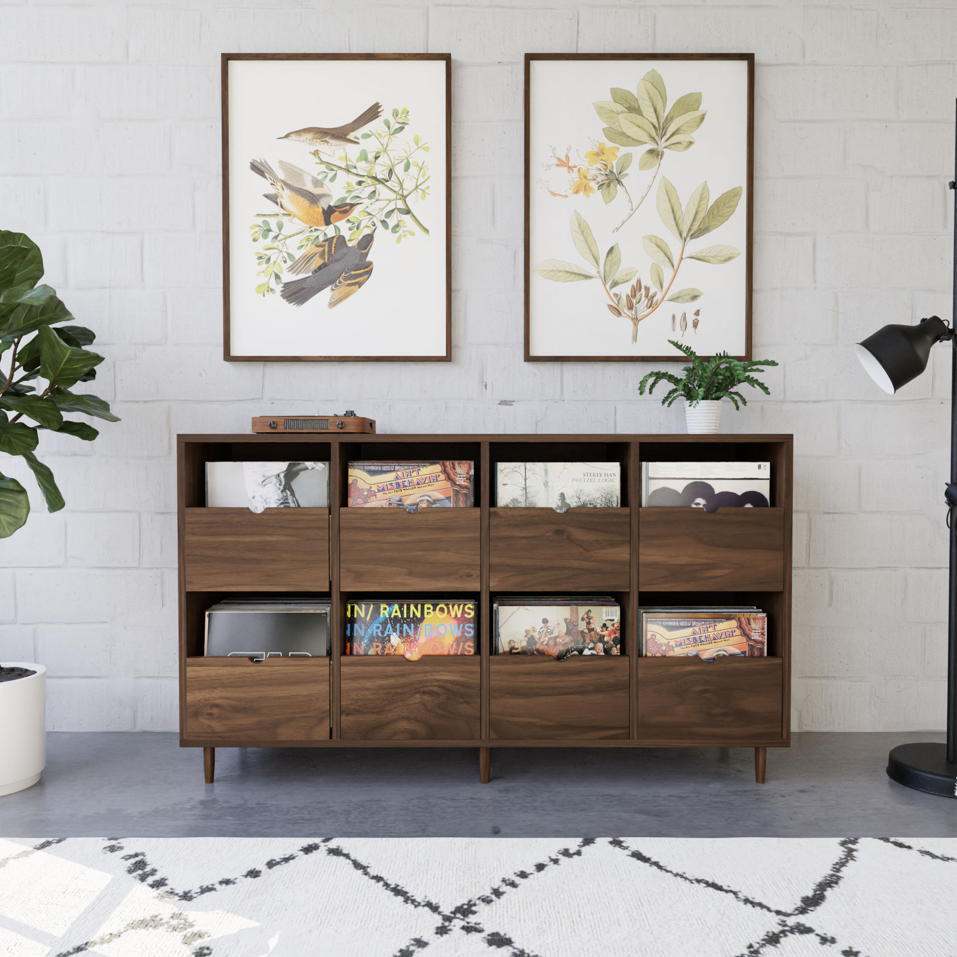 Record Credenza in Walnut - Krovel Eight Drawer / 4" Handmade in Maine#configuration_eight-drawer