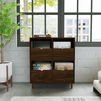 Record Credenza in Walnut - Krovel Four Drawer / 4" Handmade in Maine