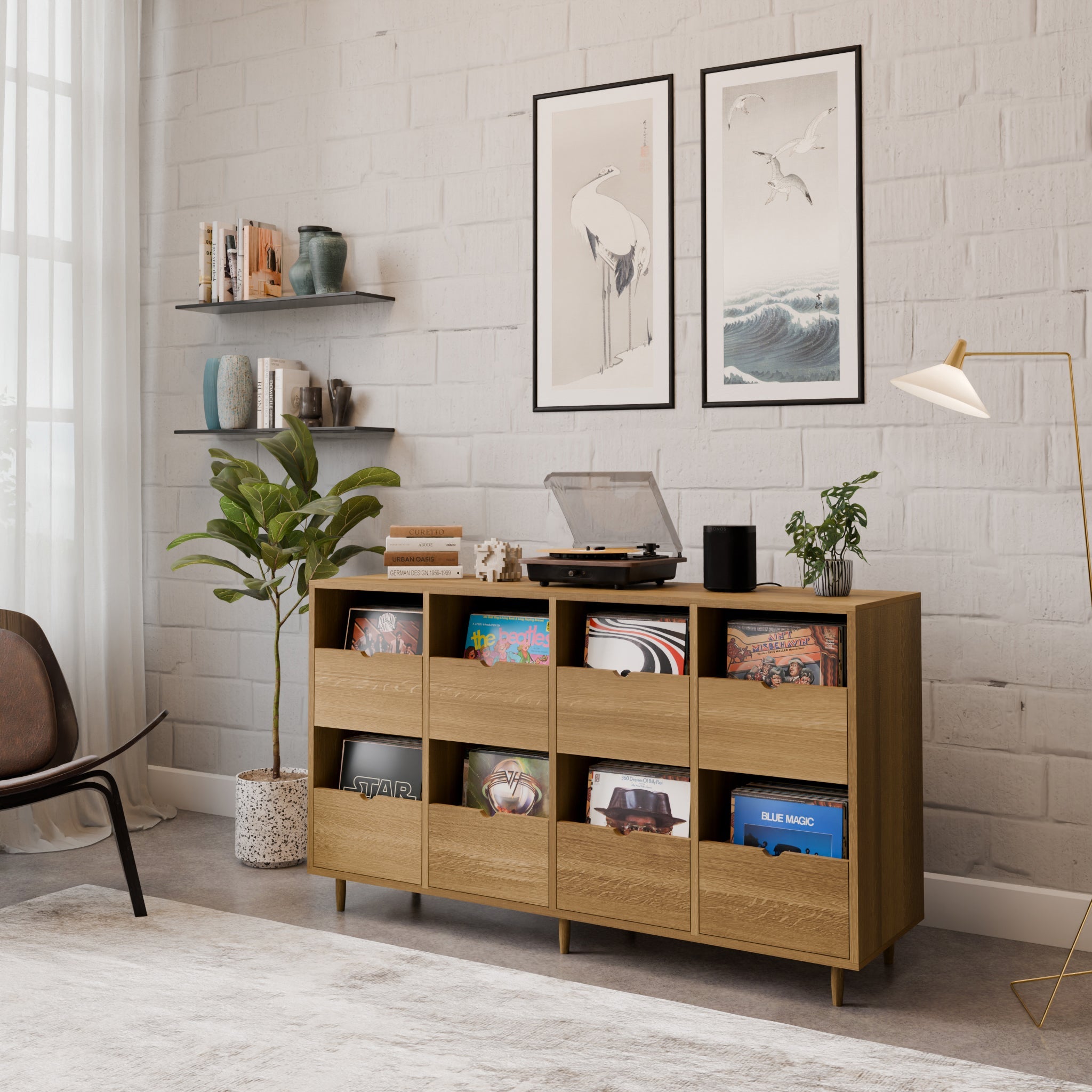 Record Credenza in White Oak - Krovel Handmade in Maine#configuration_eight-drawer