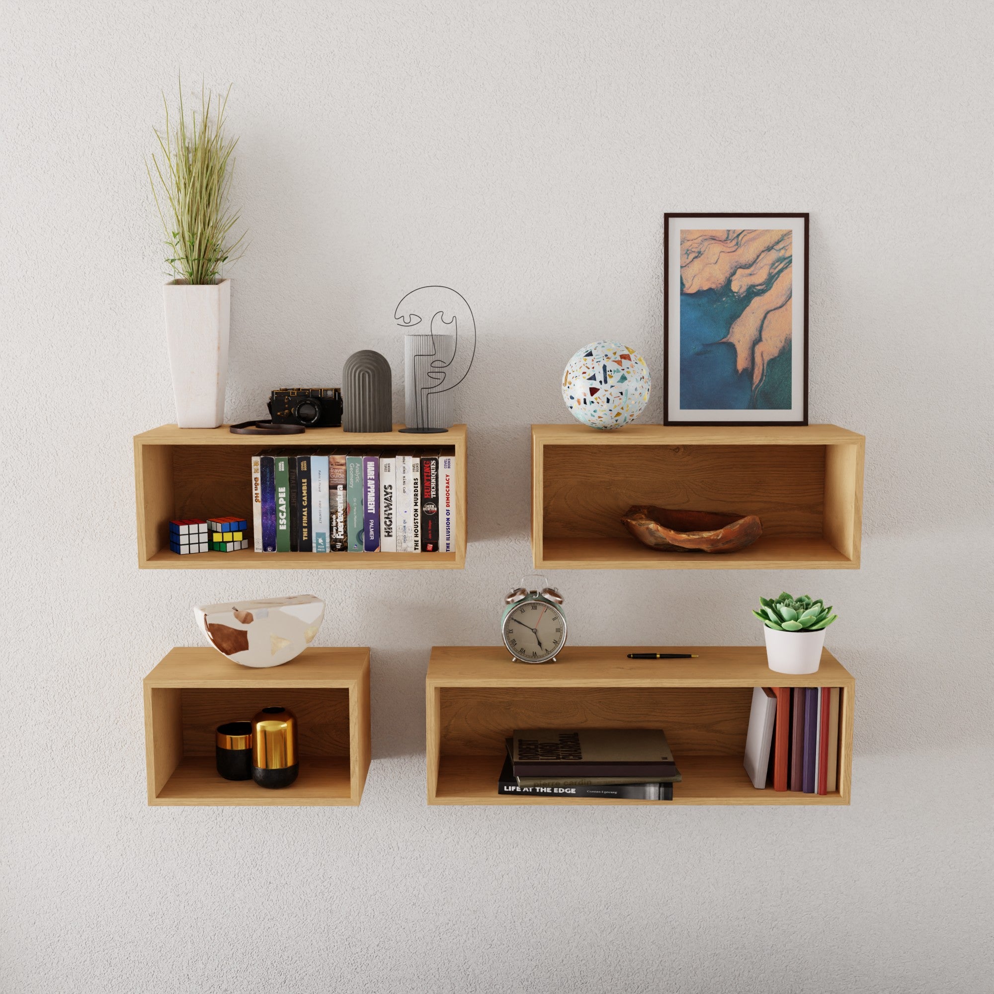 Solid Maple Floating Bookshelf - Krøvel Furniture Co. Handmade in Maine