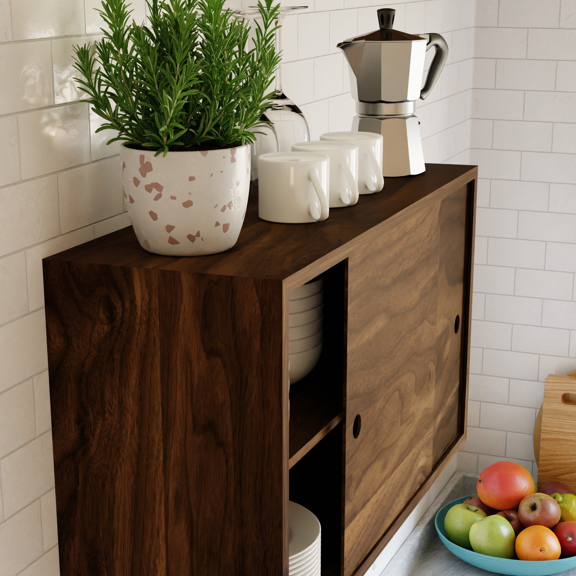 Walnut Cupboard with Shelf and Sliding Doors – Krovel Furniture Co.