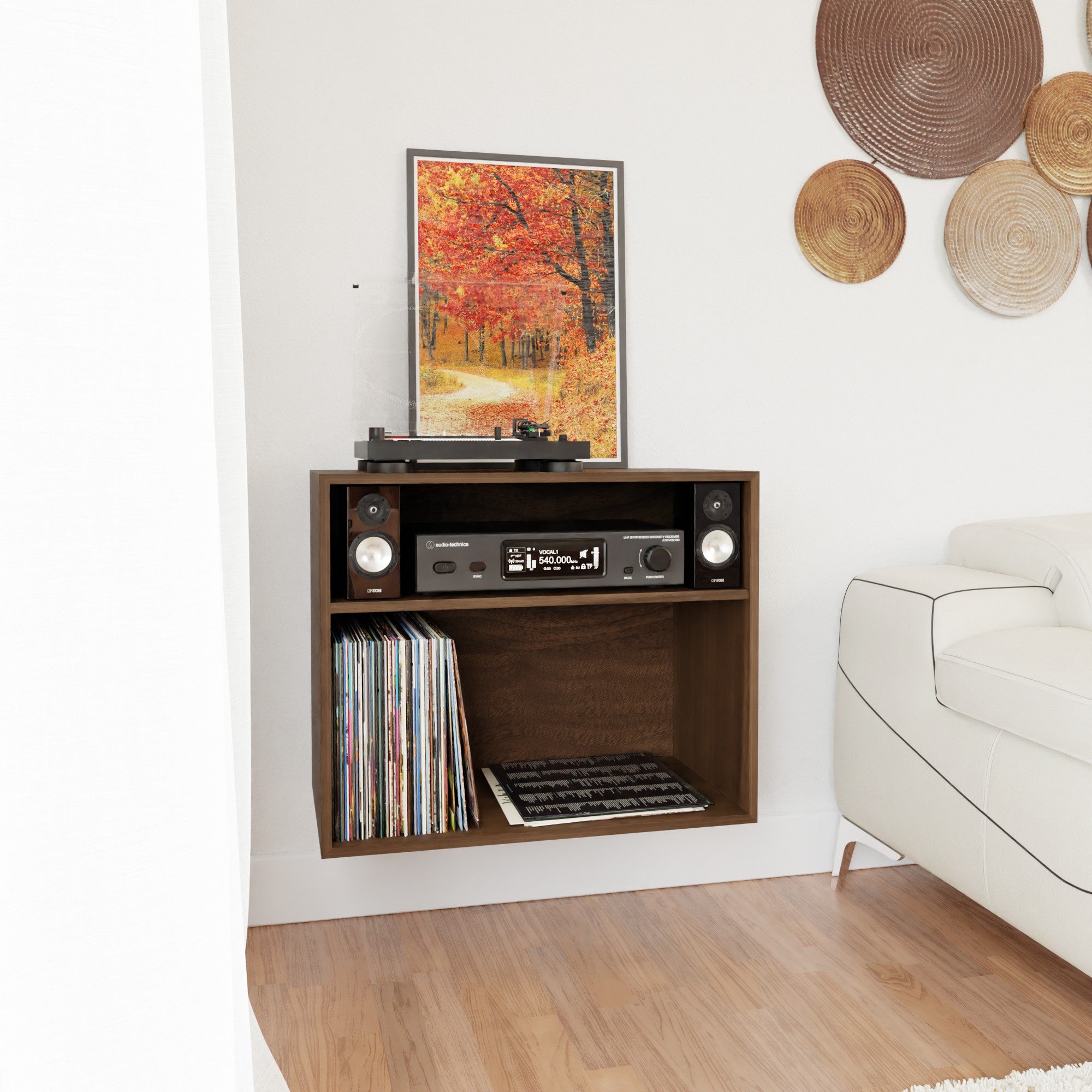 Walnut Record Storage / Stereo Cabinet - Krøvel Furniture Co. Handmade in Maine