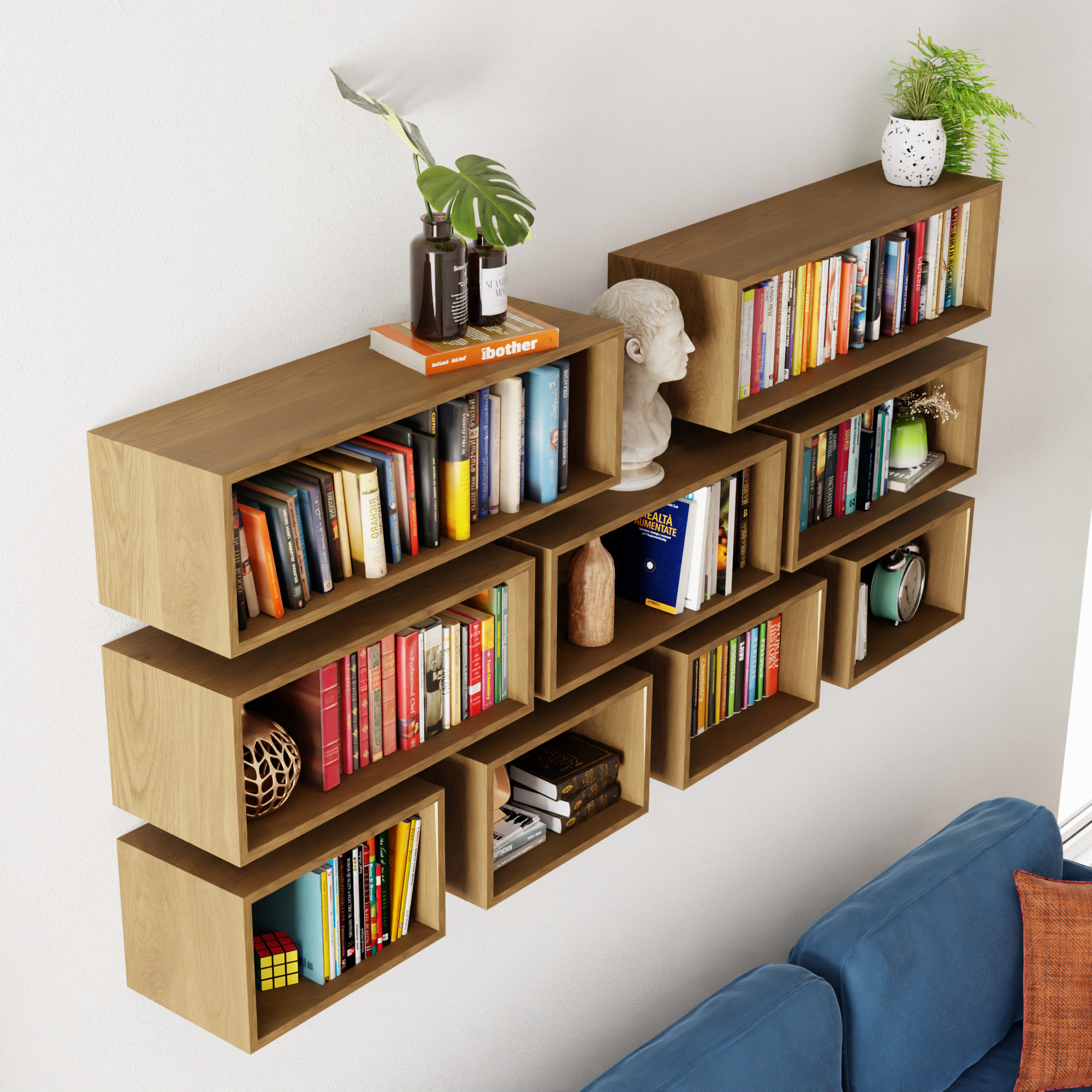White and oak bookshelf deals