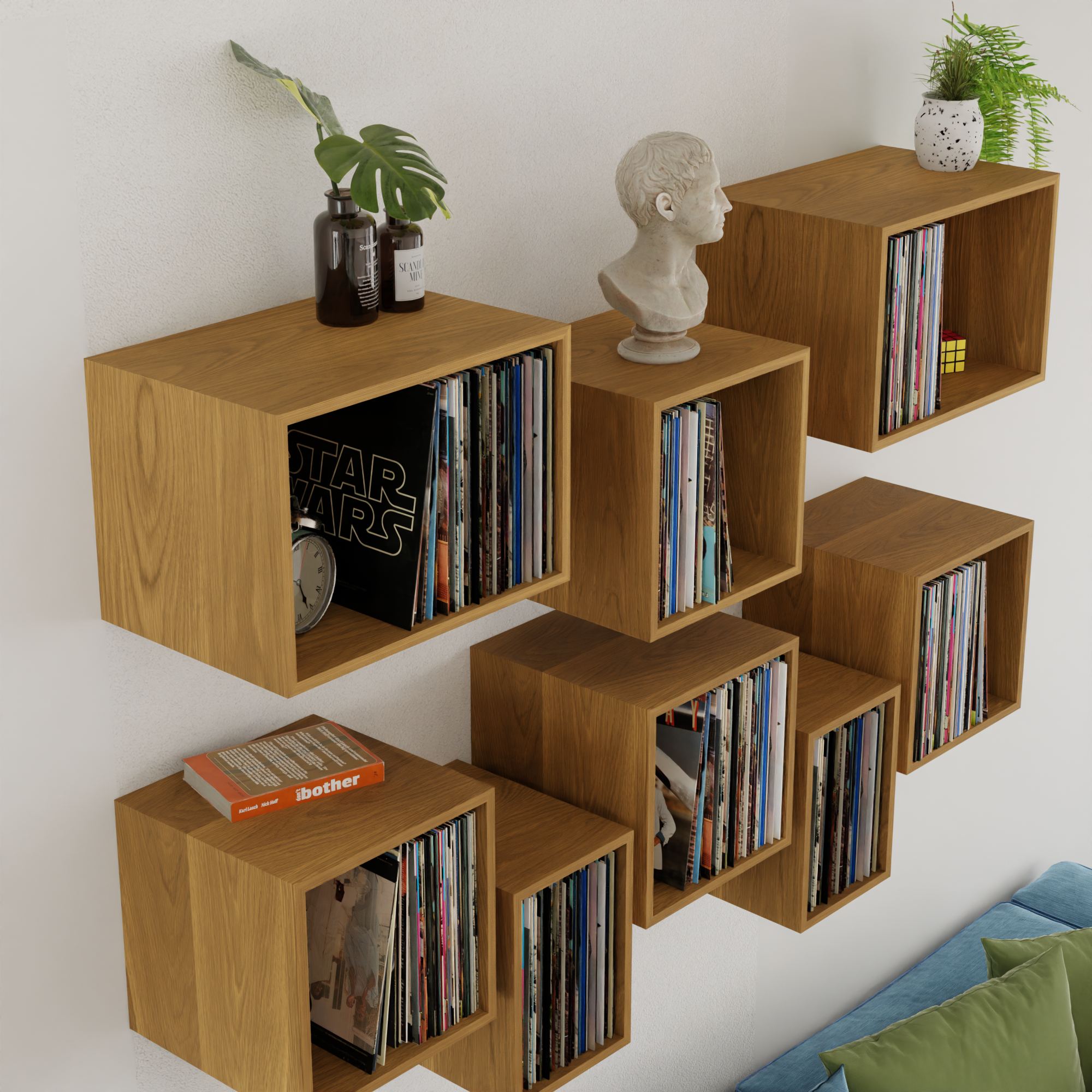 White Oak Record Storage Shelves - Krøvel Furniture Co. Handmade in Maine