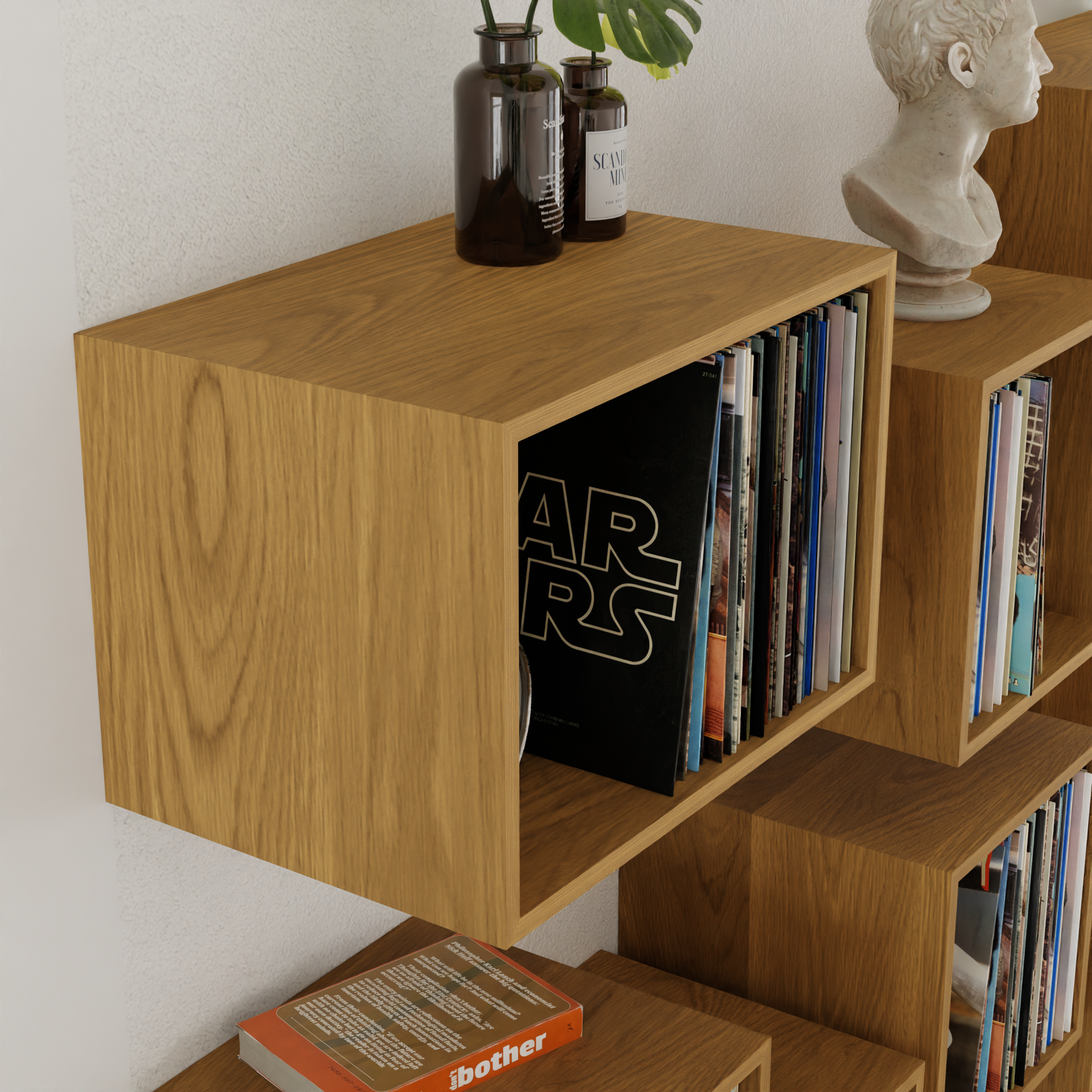 White Oak Record Storage Shelves - Krøvel Furniture Co. Handmade in Maine