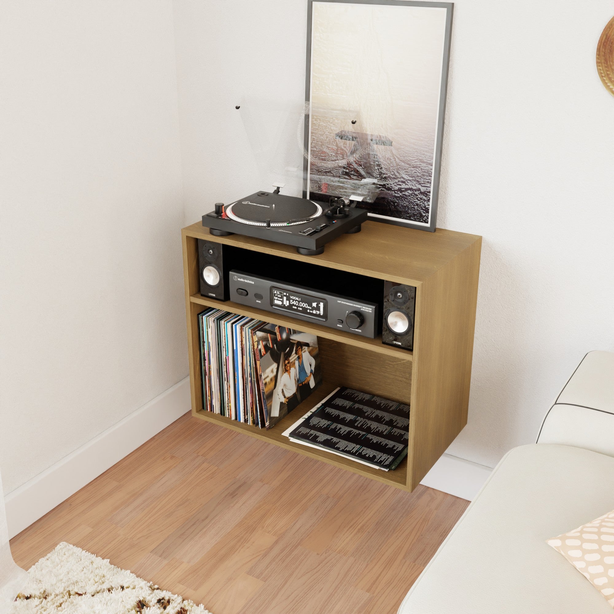 Solid Wood Record Cabinet  Wooden Vinyl Record Storage Credenza