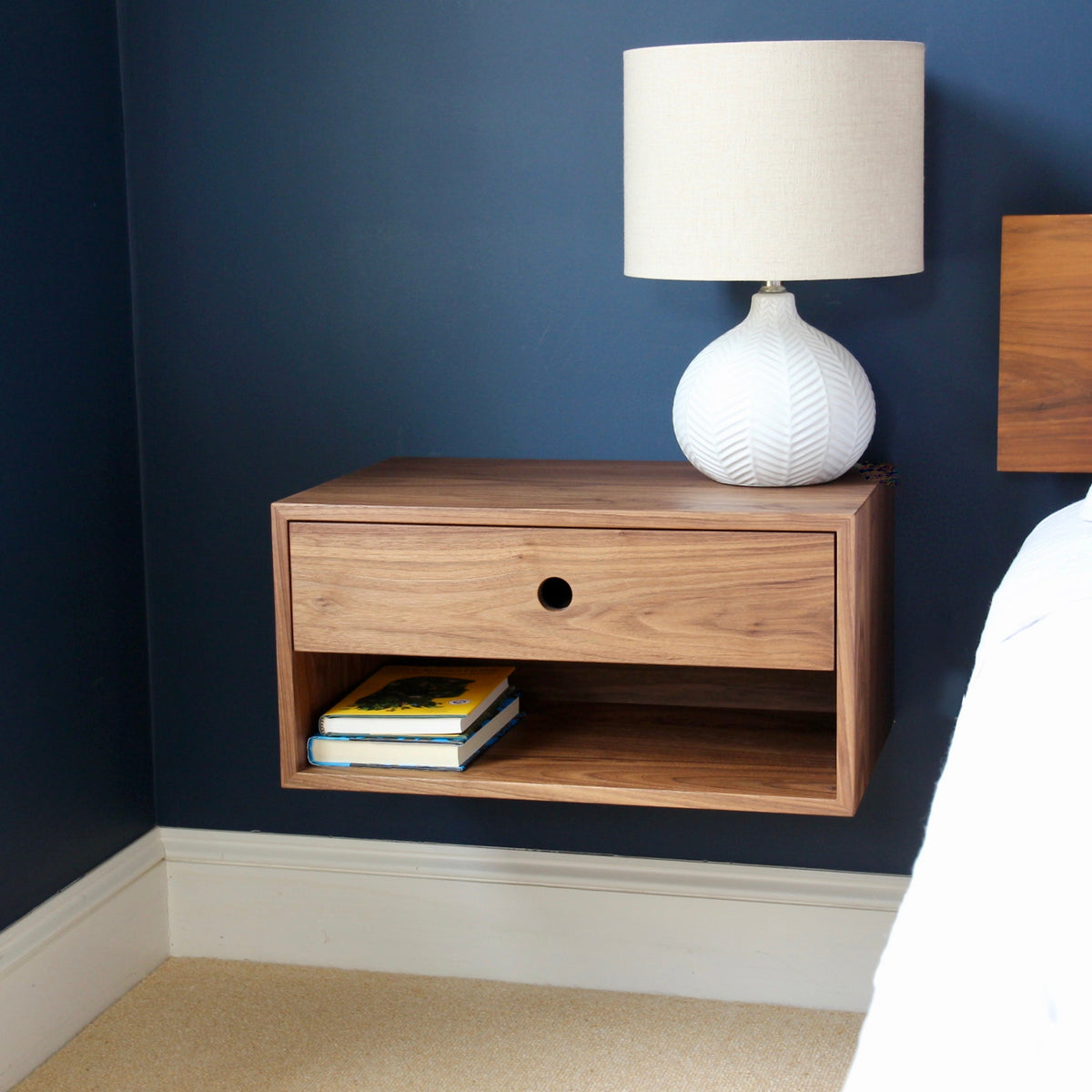 Walnut Double Tall Floating Nightstand Krovel Furniture Co.