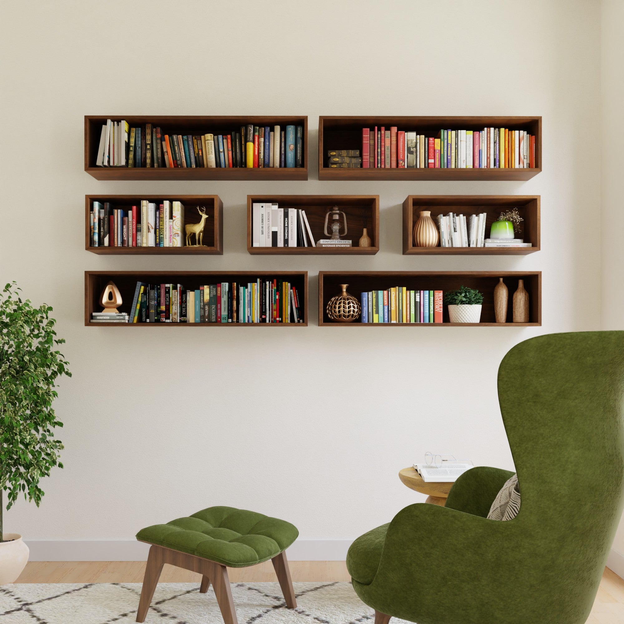 Simple Bookcase, Cherry & Walnut Wood