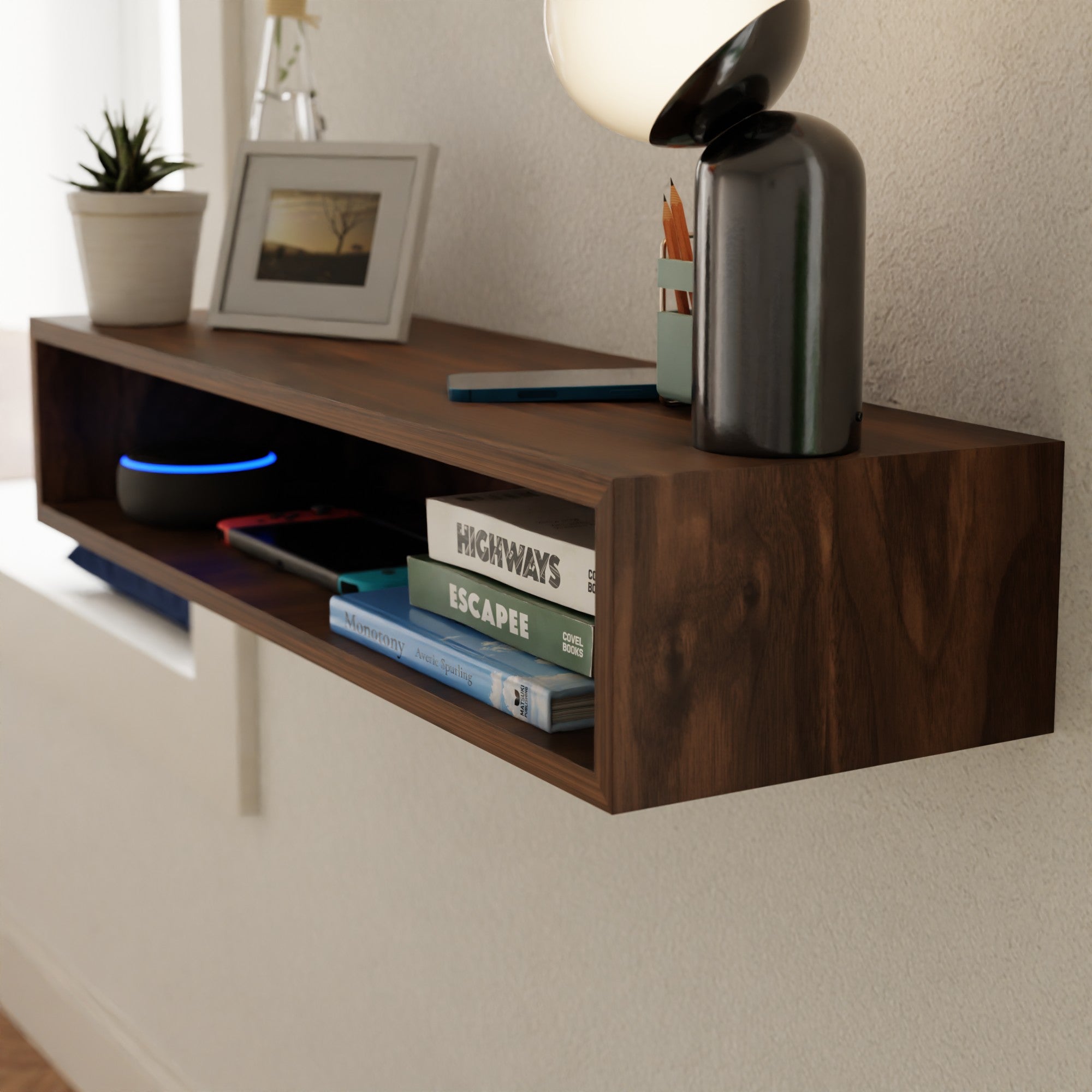 Floating Console Table in Walnut - Krøvel Furniture Co. Handmade in Maine