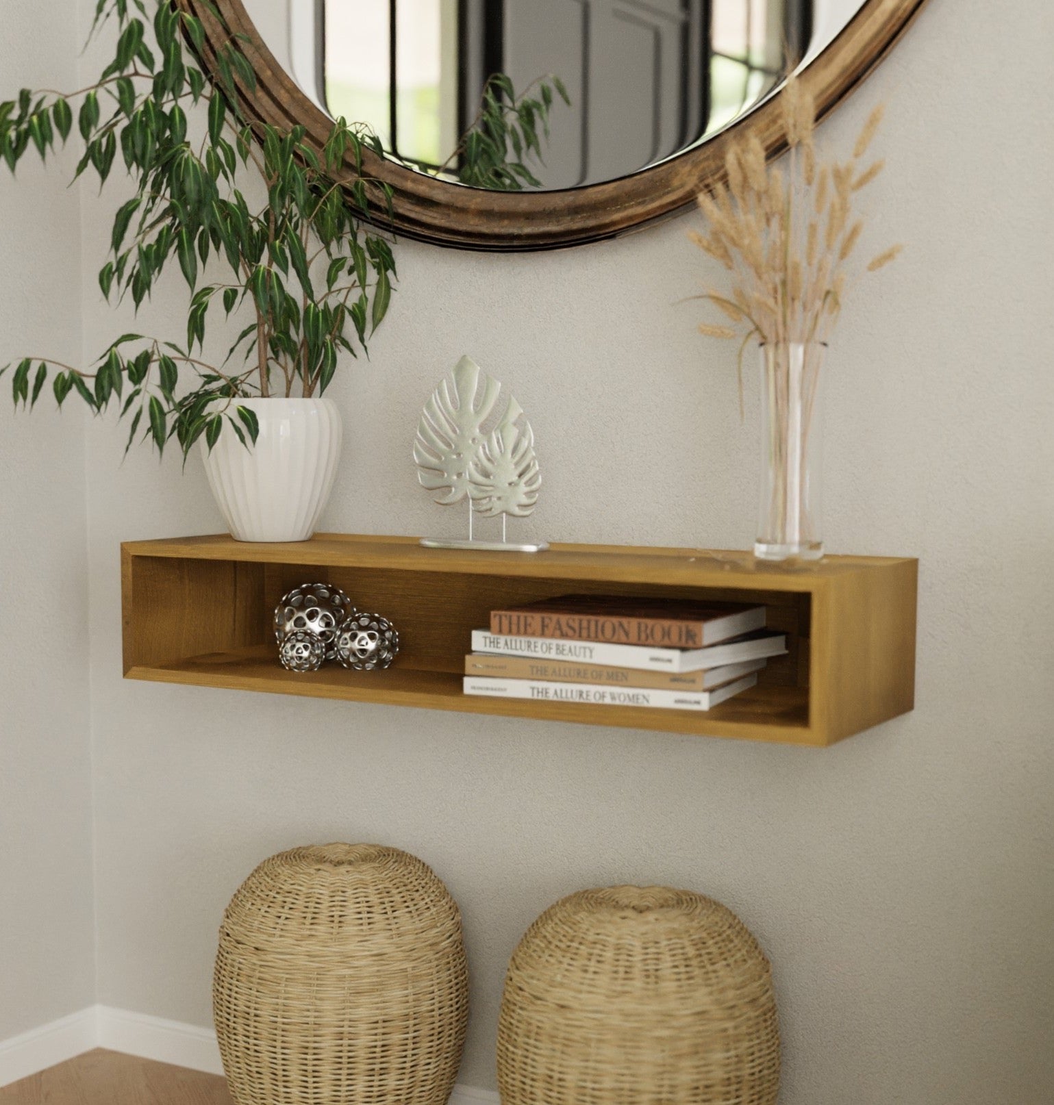 Floating Simple Console Table Floating Wood Console Table