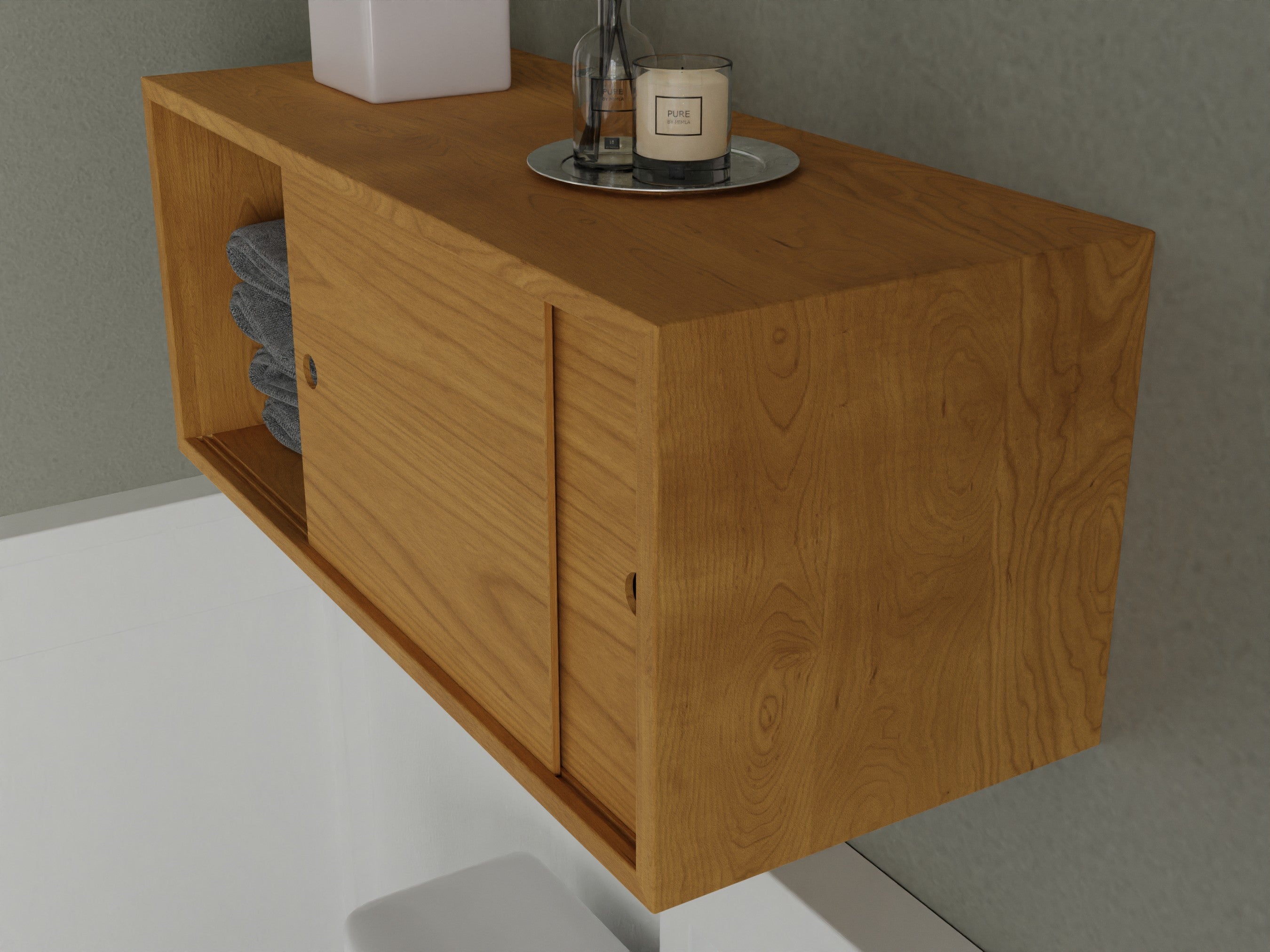 White Oak Floating Storage Cabinet – Krovel Furniture Co.