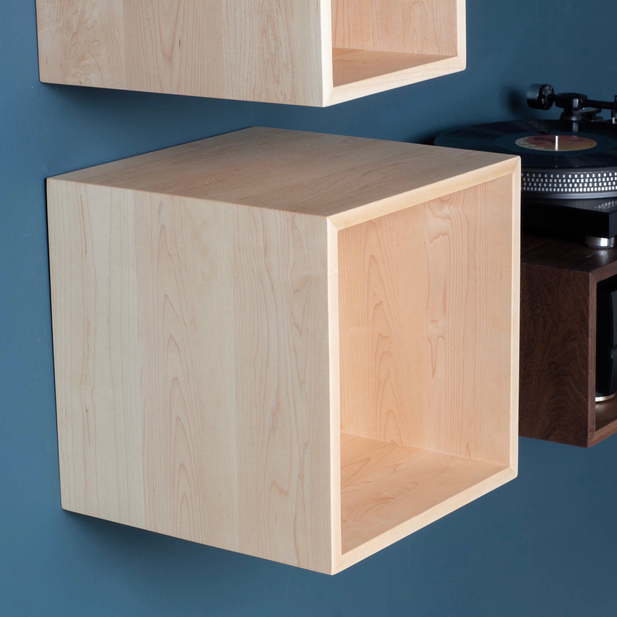 Record Storage Shelves in Solid Maple - Krøvel Furniture Co. Handmade in Maine
