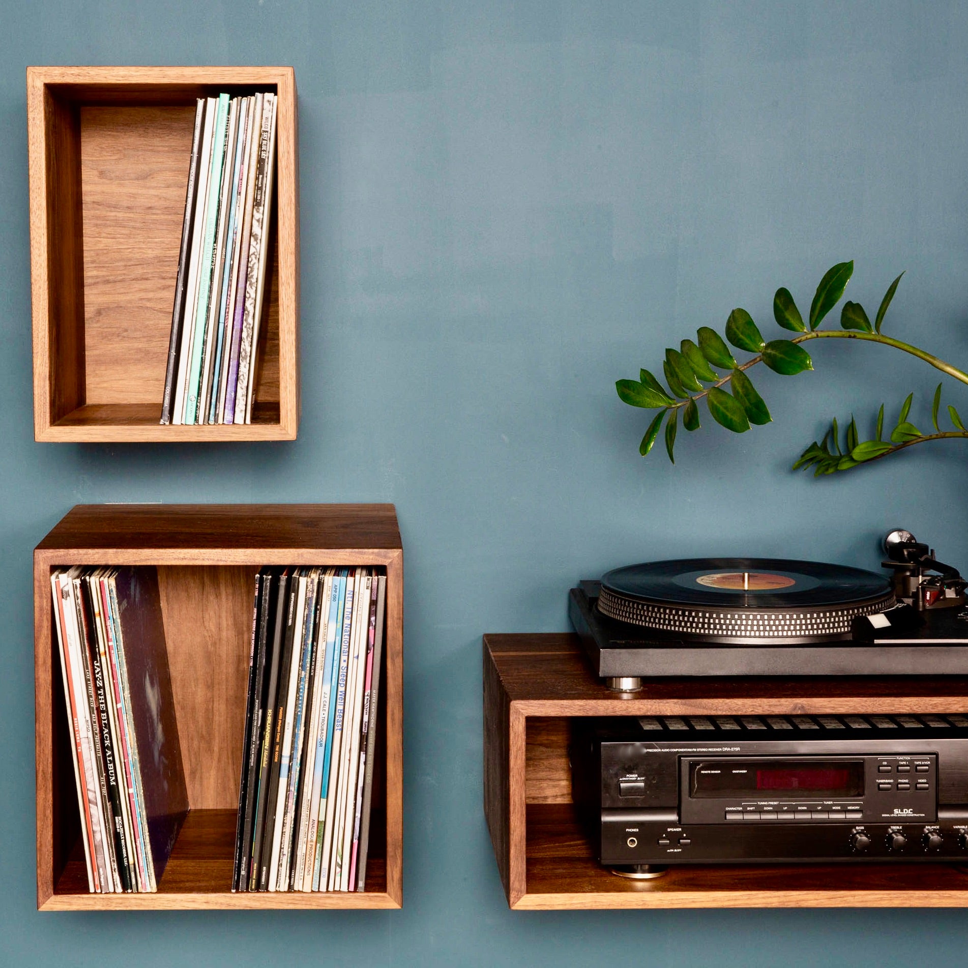 Record Storage Shelves in Walnut - Krøvel Furniture Co. Handmade in Maine