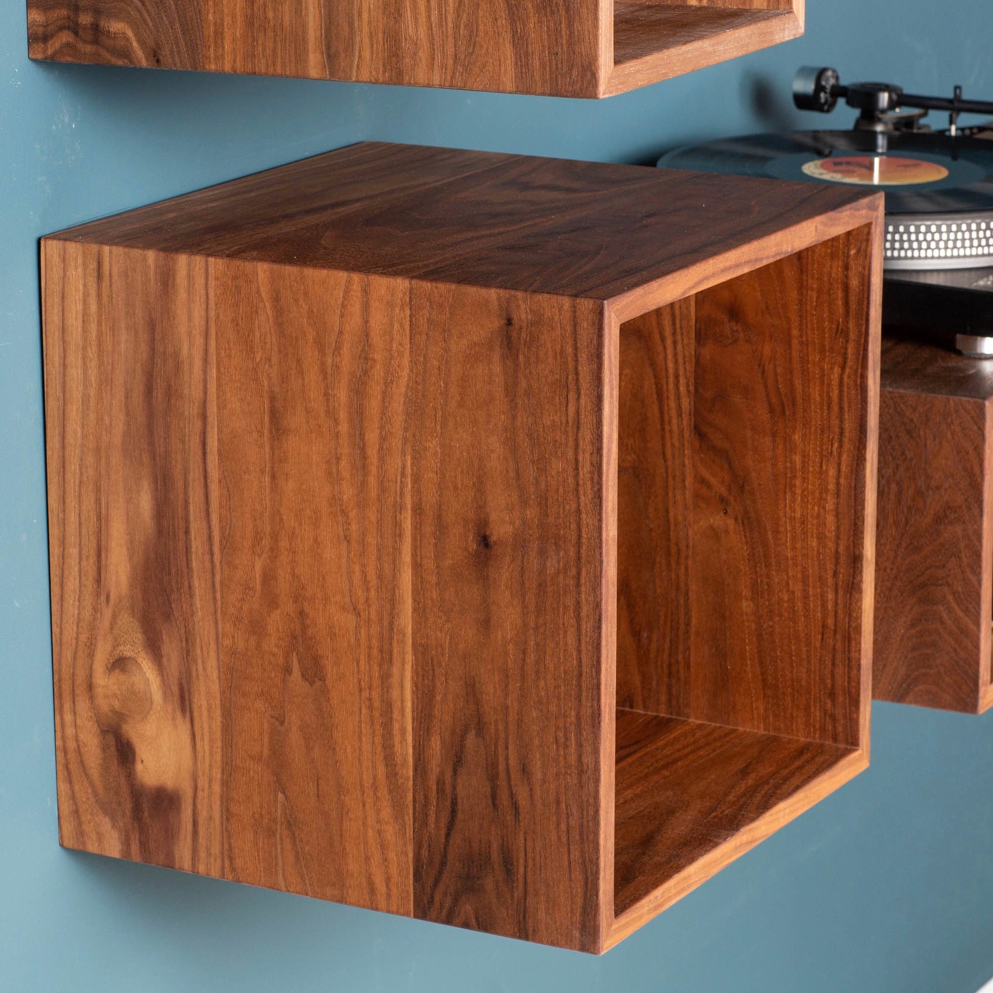 Record Storage Shelves in Walnut - Krøvel Furniture Co. Handmade in Maine