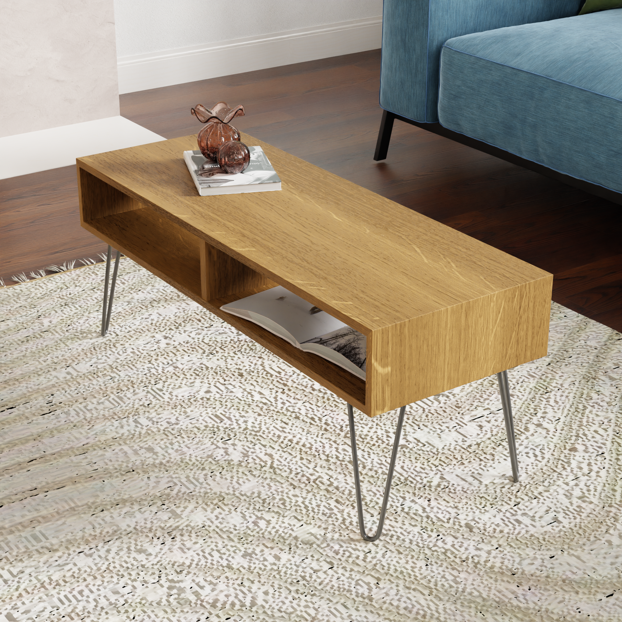 White Oak Coffee Table, Mid-Century Modern Style - Krøvel Furniture Co. Handmade in Maine